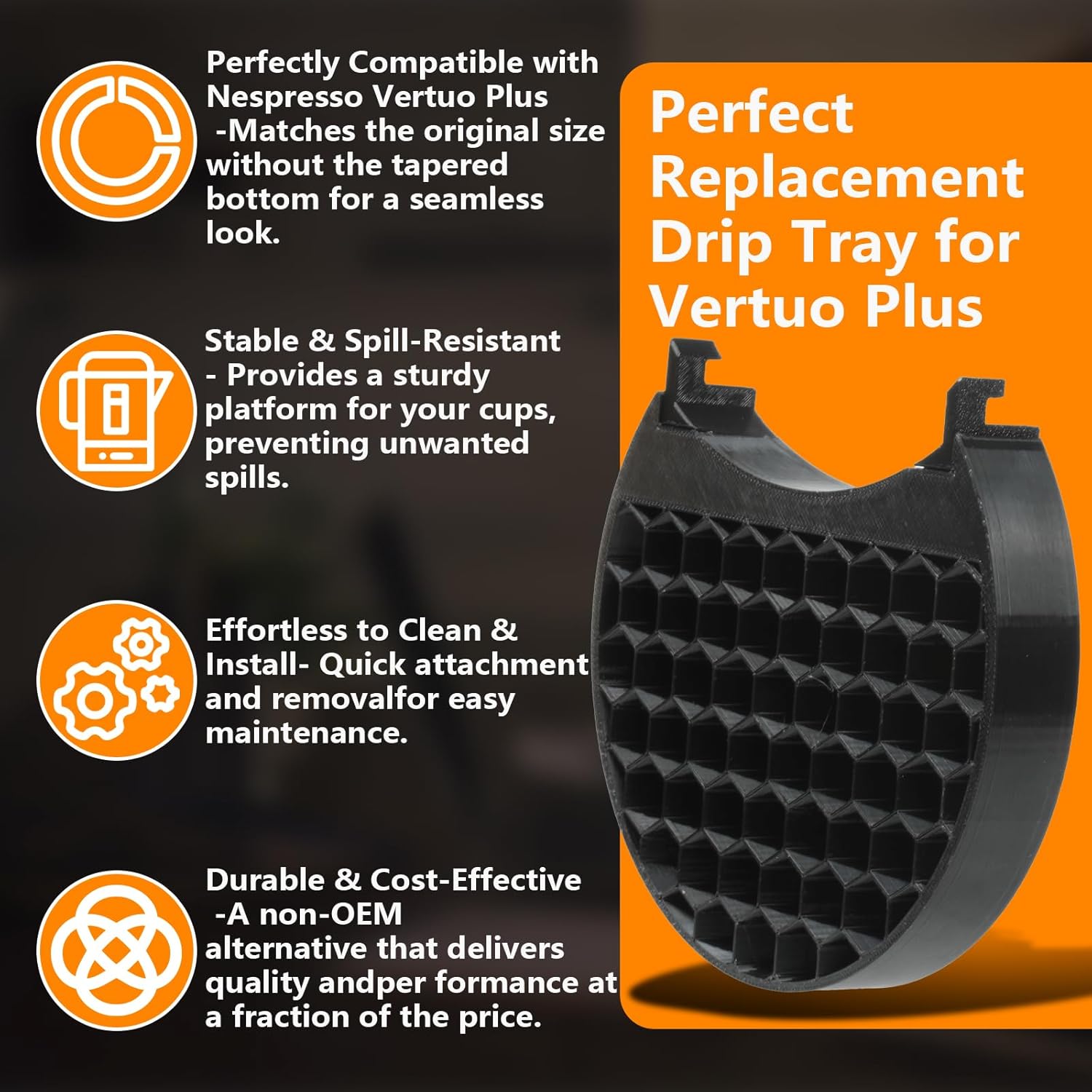 Drip Tray for Nespresso Compatible with Vertuo Plus Replacement, Fit Nespresso Accessories, Not Original for Nespresso Accessories(8MM Honeycomb Hole)