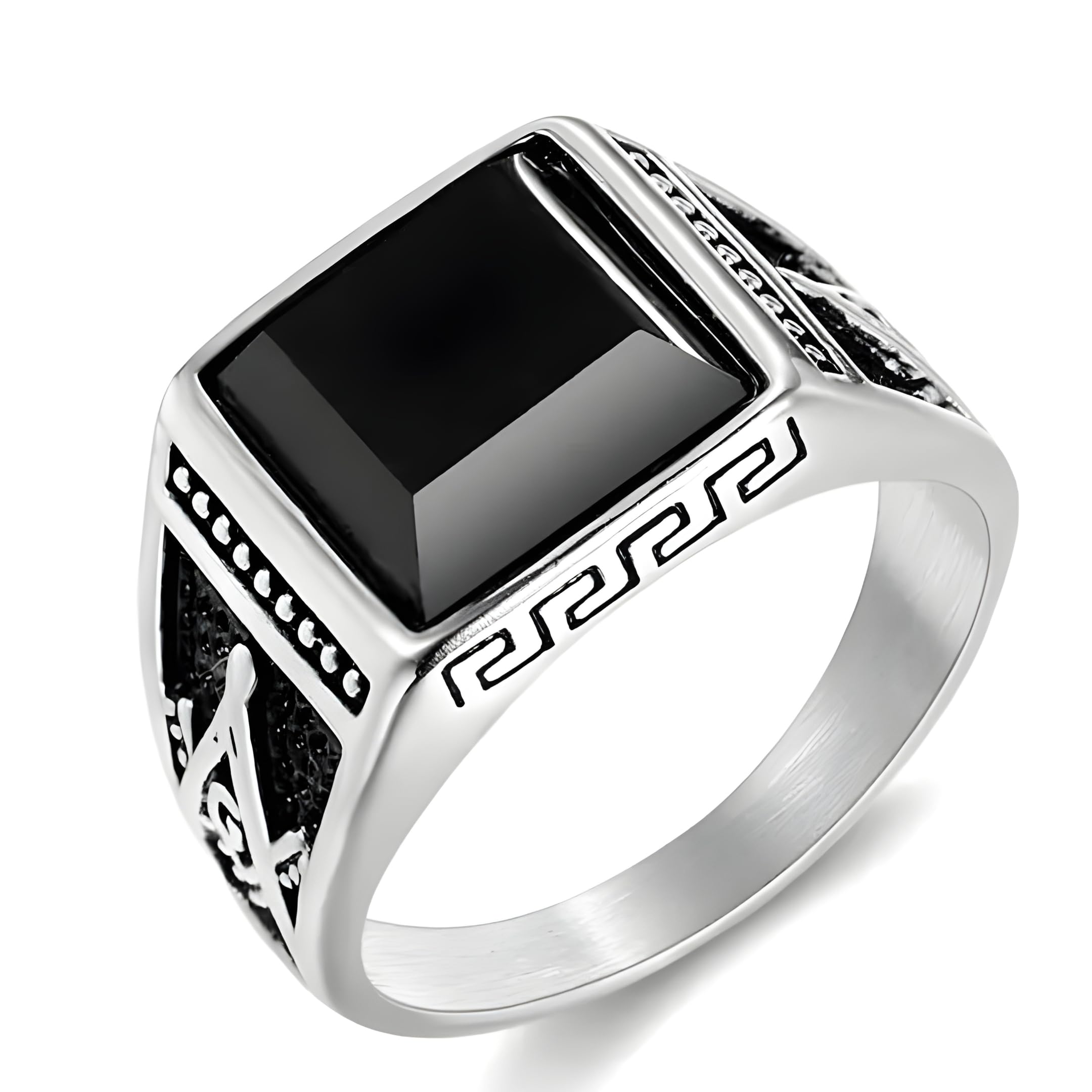 Cubic Zirconia Ring for Men (Steel Colour),Luxury Thick Solid 316L Stainless Steel Ring with Oval/Squre Square Gemstone - Ring Jewelry (Cubic Zirconia, 20)-image-33