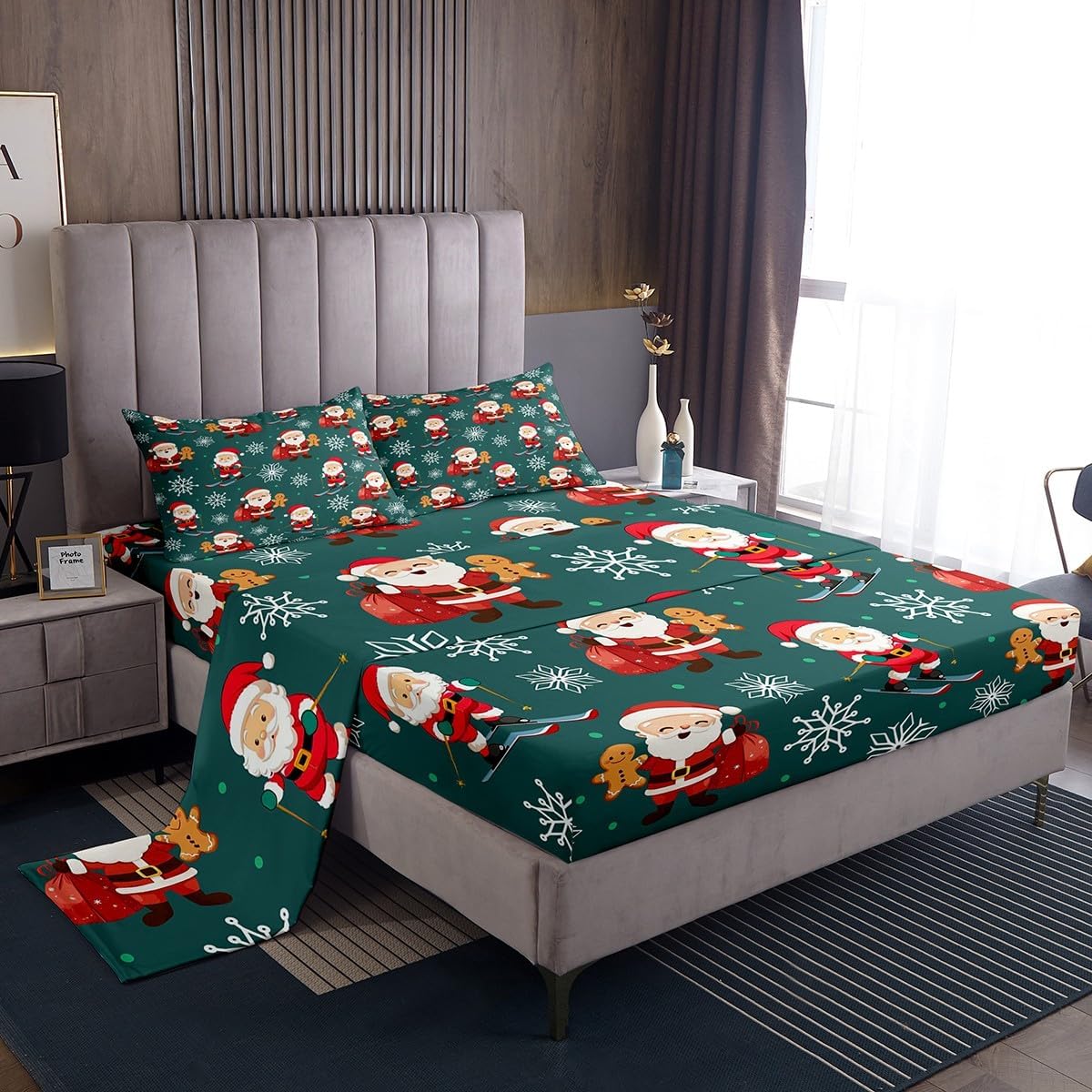 Erosebridal Black Christmas Twin Bed Sheets Set,Nutcracker Sheet Set,Xmas Snowflake Stars Sheets,Romantic Princess Castle Flat Fitted Sheet for Women Men Adults