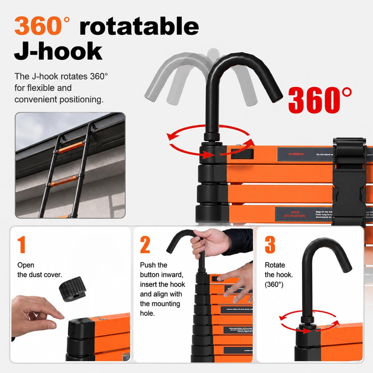 Telescopic Ladder,12.5 FT Extension Ladder，Aluminum Ladder for RV Home Outdoor, 330lbs Max Capacity, One Bottom Retraction Ladder