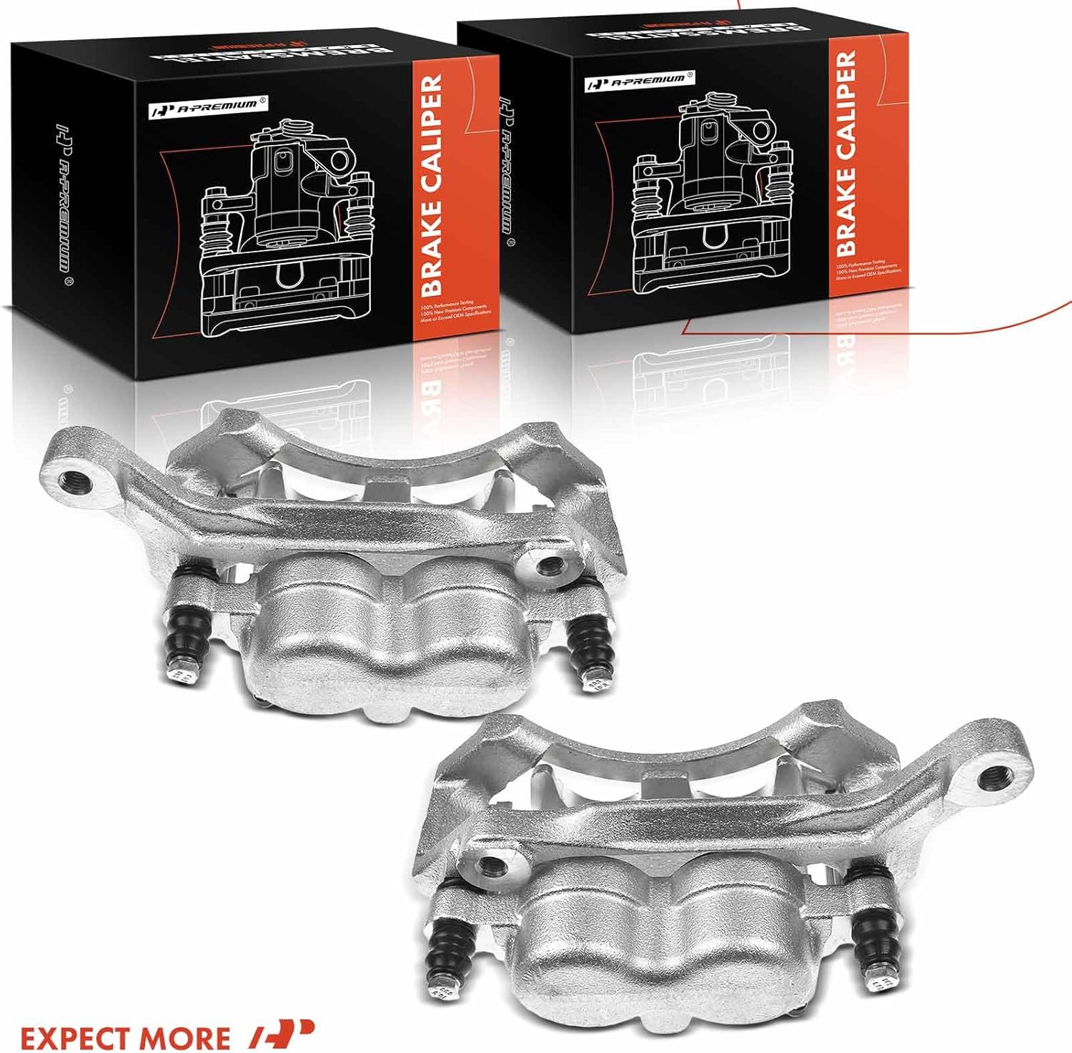 A-Premium Disc Brake Caliper Assembly with Bracket Compatible with Select Dodge Models - B1500 1998, Ram 1500 Van 1998-2002 - Front Driver and Passenger Side, 2-PC Set