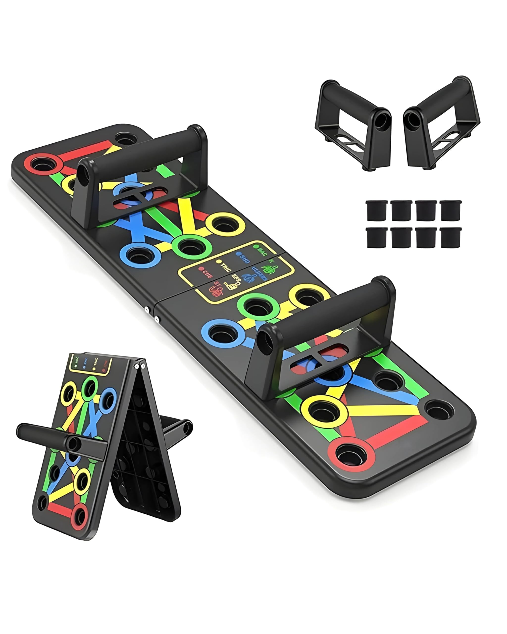 GYMNAZIO DYNAMIZ Push Up Board for Men & Women | Multi-Function Colour-Coded Pushup Stand with Handles | Portable Push Up Bar Fitness Equipment for Chest, Arms, Shoulders, Back & Core Training-image-49