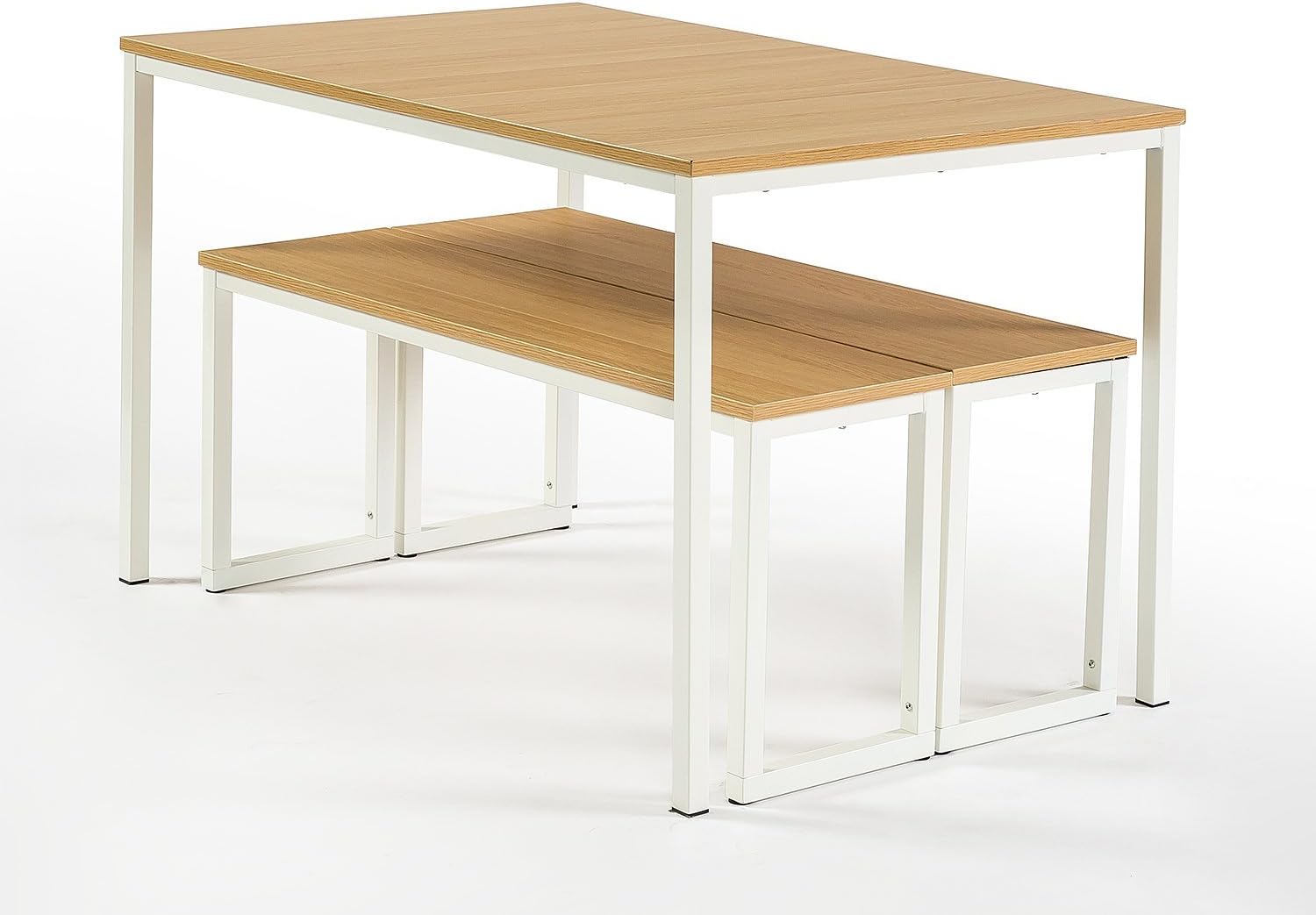 Zinus Louis Modern Studio Collection Soho Dining Table with Two Benches (3 piece set) - White