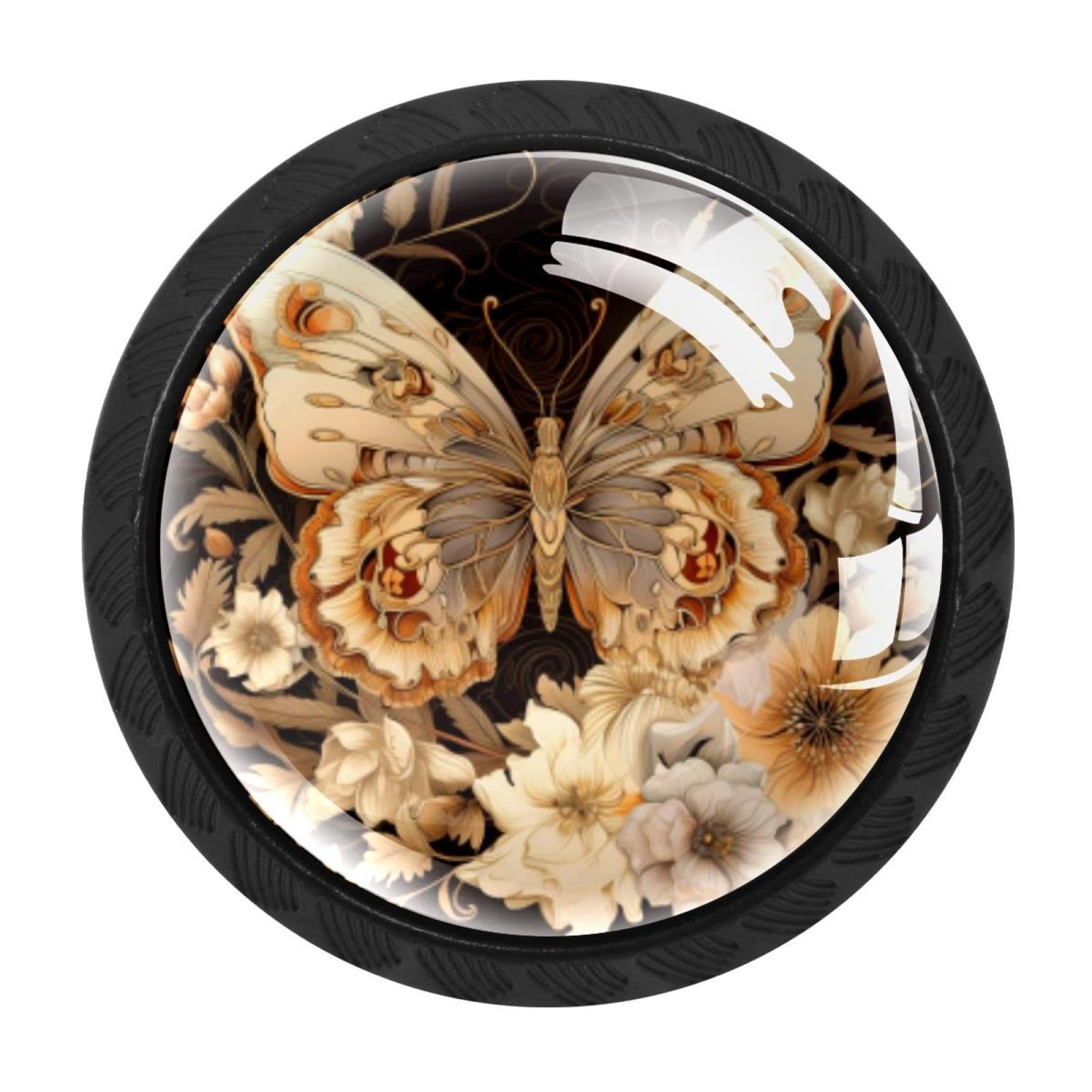 Chenzzzz Multicolored 01 4Pcs Butterfly Drawer Knobs Black Cabinet Knobs Cupboard Handles Hardware Round Door Pull Handle For Cabinet Wardrobe Drawer Bedroom Bathroom Furniture