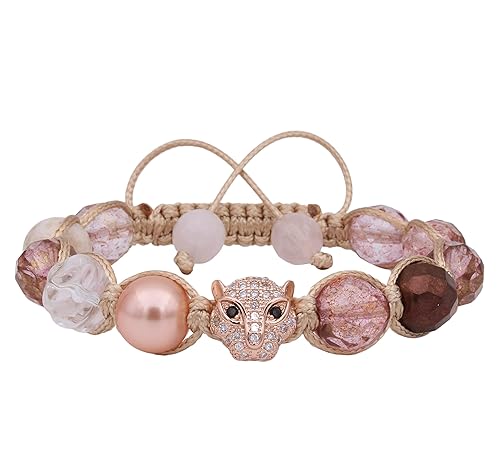 Rose Gold Leopard, Women's Wrap Rose Gold Beaded Bracelet, Animal Bracelet, Cat Bracelet, Czech Class, Anniversary Gift, Crux Crystals