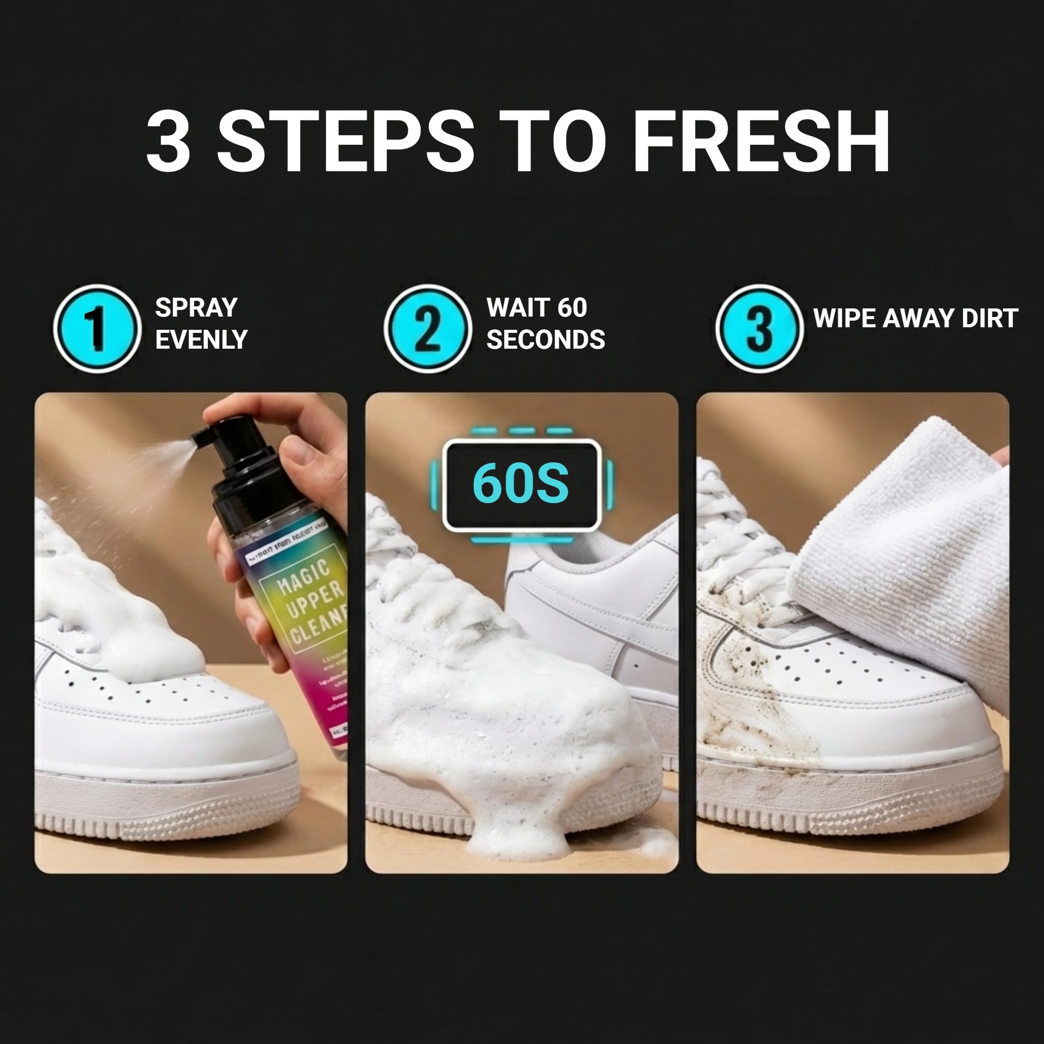Bama Zestaw do czyszczenia butów, zestaw do czyszczenia sneakersów, 1 x Magic Midsole Cleaner 100 ml + 1 x Magic Upper Cleaner 150 ml + 1 x ściereczka do czyszczenia gratis, Magic Cleaning Set..