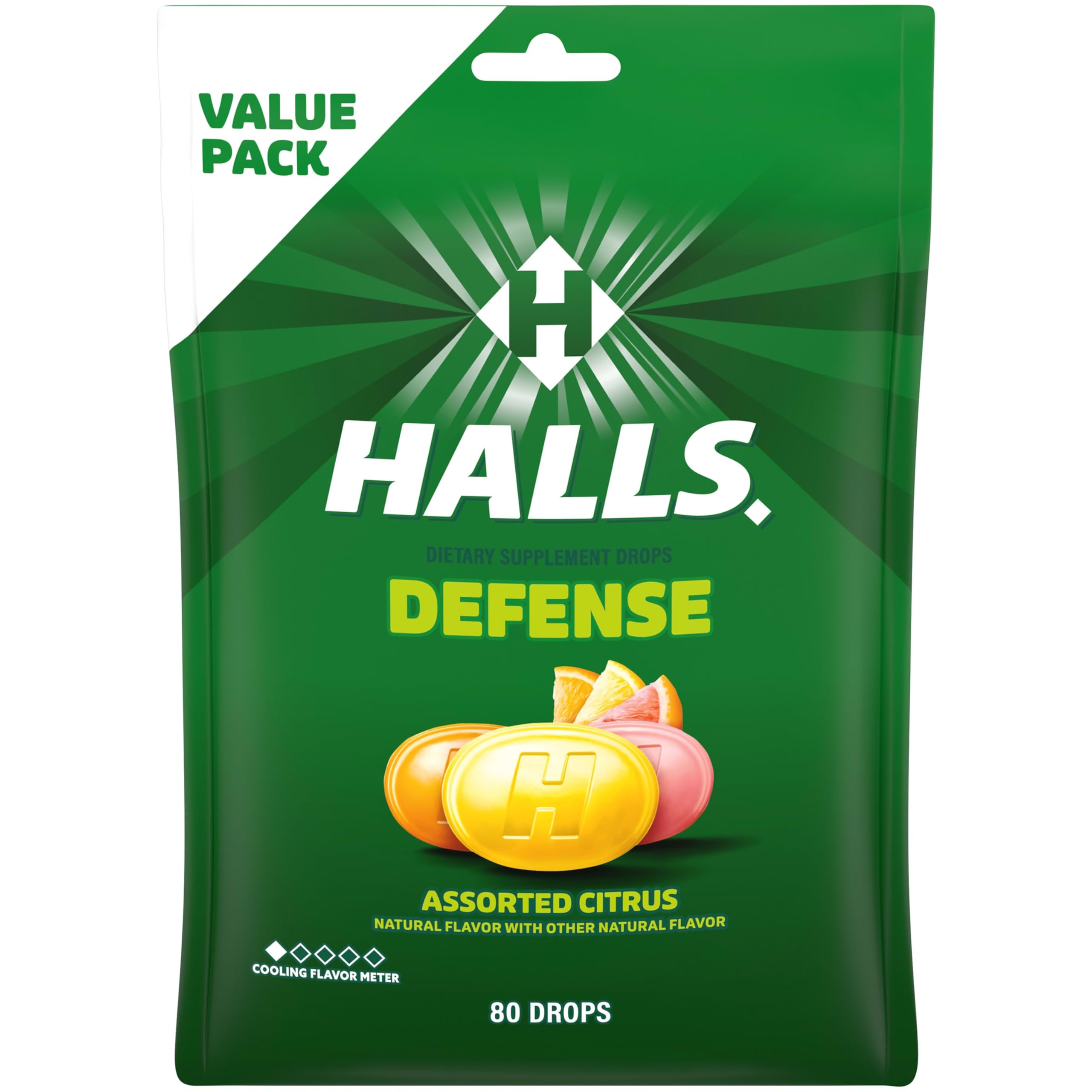 HALLS Defense Assorted Citrus Vitamin C Drops, Economy Pack, 80 Drops - vitamins | Mubboo