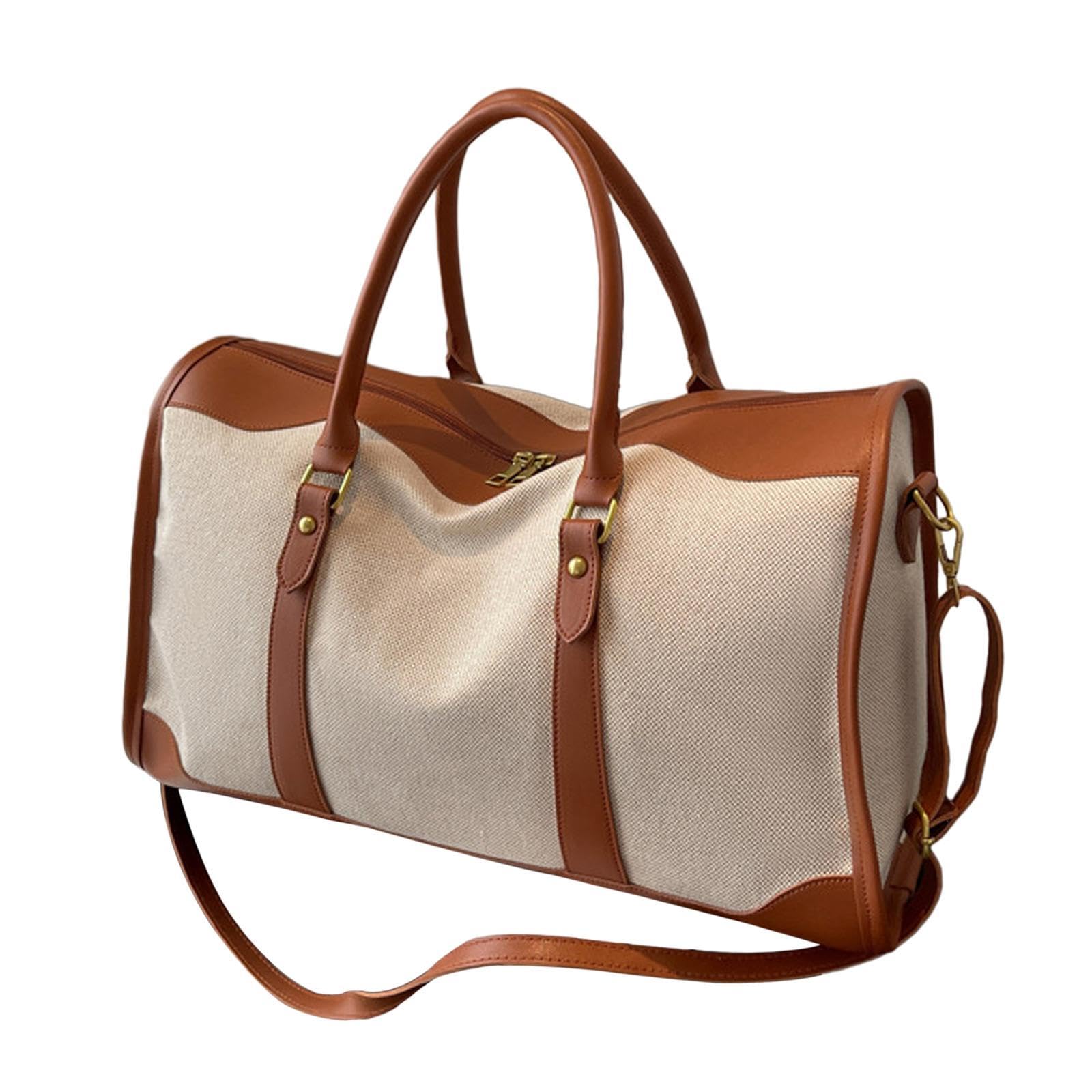 Sports Gym Bag Canvas Portable Travel Duffle Bag for Exercise Sports Outdoor Brown Large-image-33