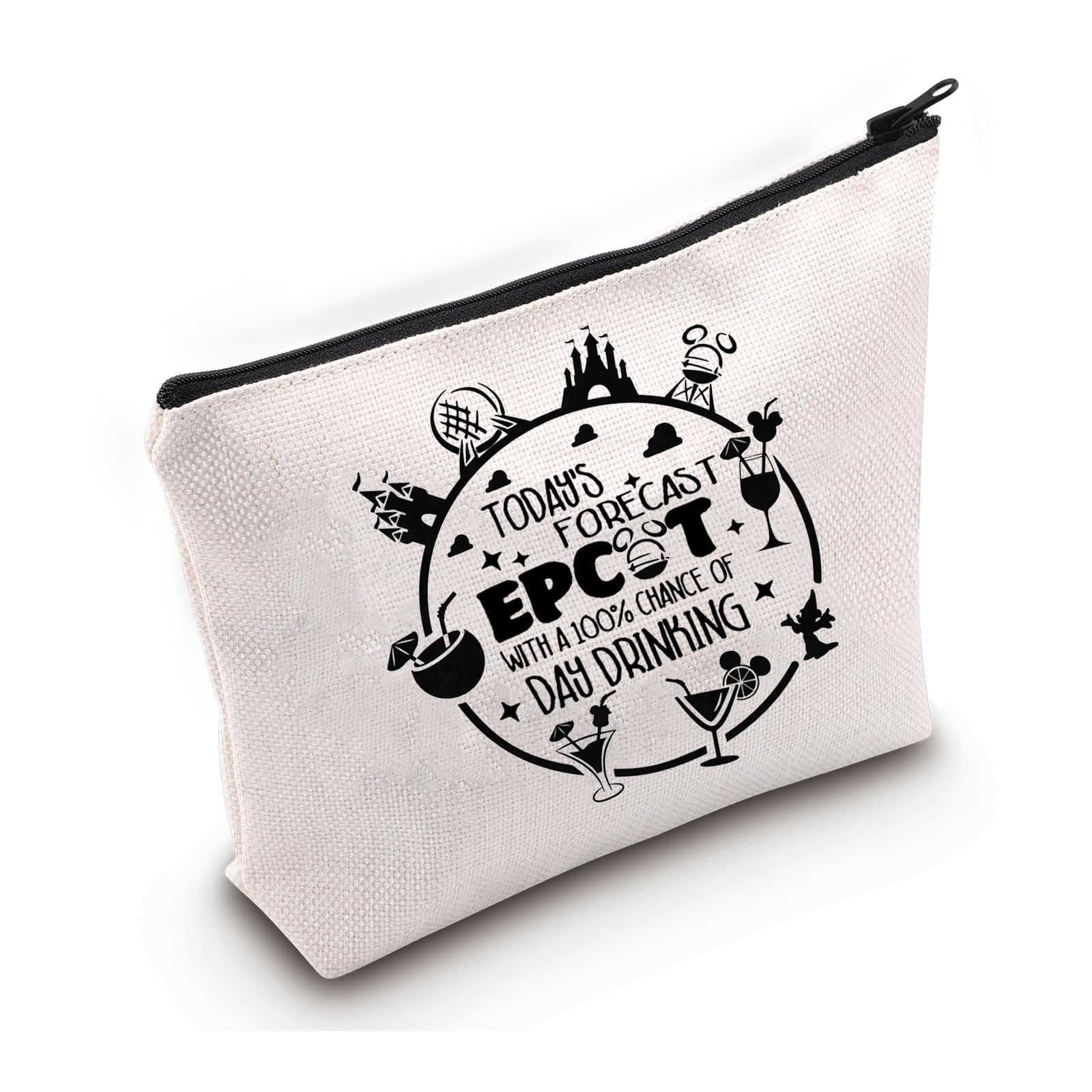 TSOTMO Magic World Trip Makeup Bag Drinking Lovers Around World Gift Traveler Toiletry Bag Snacks Lovers Gift (FORECAST)