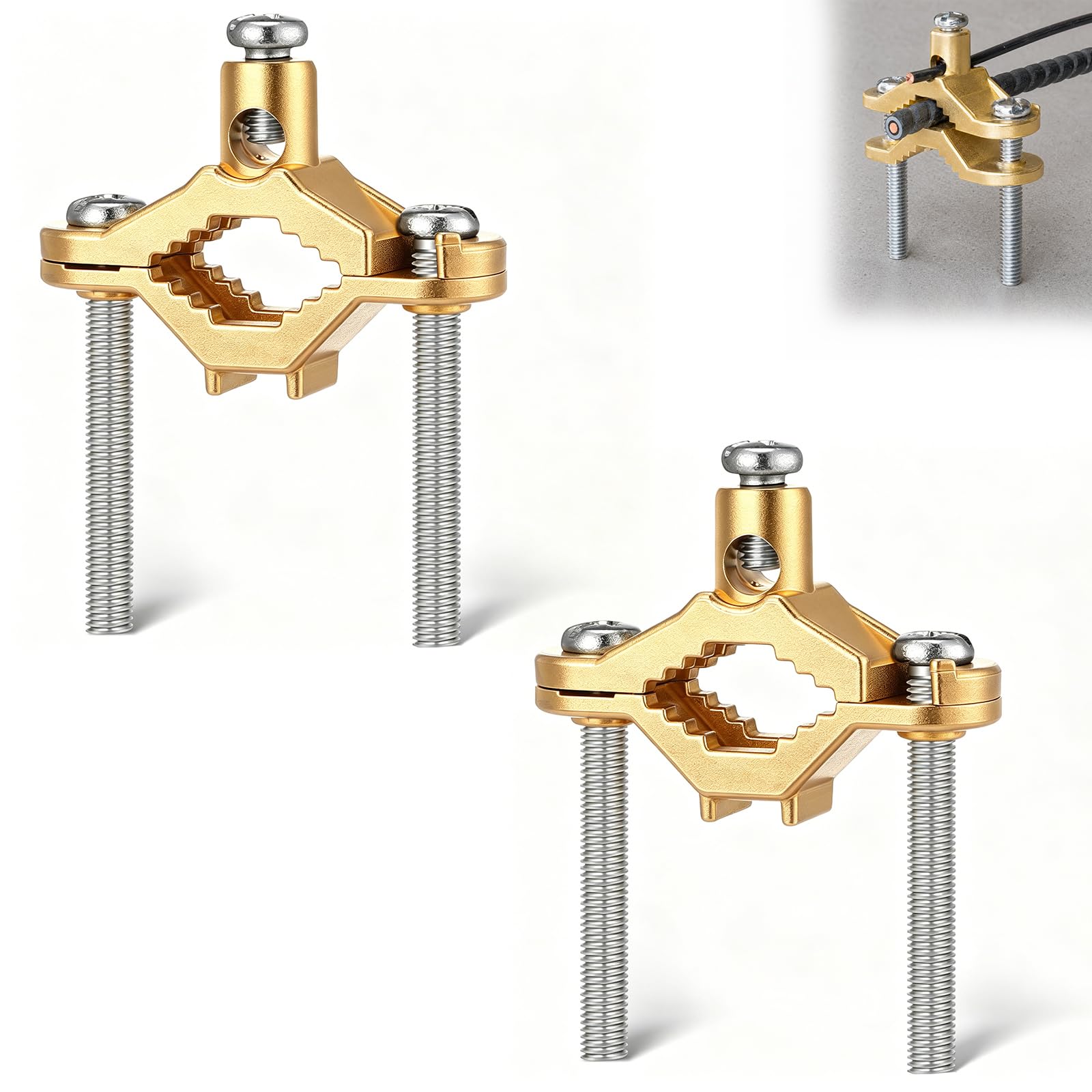 Feekoon 2 Pcs 1/2" to 1" Ground Clamp, #10 to #2 Wire Range