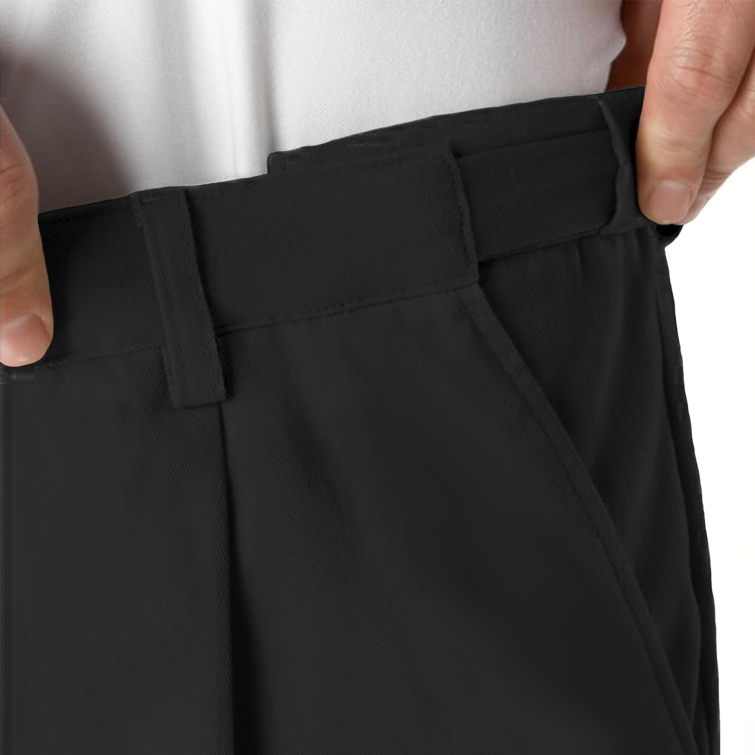 Mens Classic Fit Khaki Casual Chino Pants Whit Hidden Comfort Waistband - Image 4