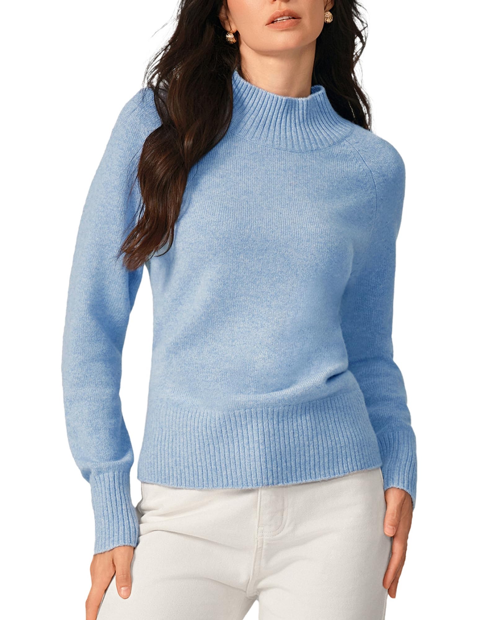 KVSS Womens 100 Pure Cashmere Sweater Mock Neck Long Sleeve Pullover Sweaters Luxury Cashmere from Inner Mongolia