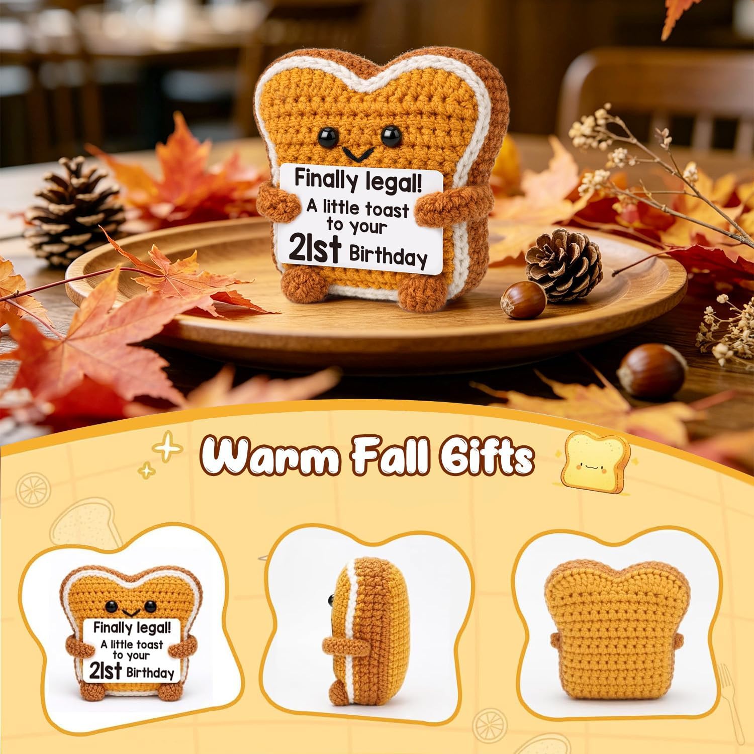 Mini 21st Birthday Gift for Her Him Crochet Toast 21st Birthday Gift Card image 4