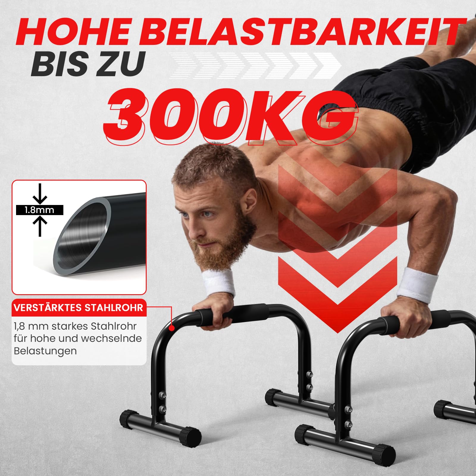 FUNFLEX Handstand Barren, Parallettes Liegestützgriffe aus Stahl – Rutschfeste Push-Up Bars, Dips & Calisthenics – Fitnessgerät für Zuhause & Outdoor