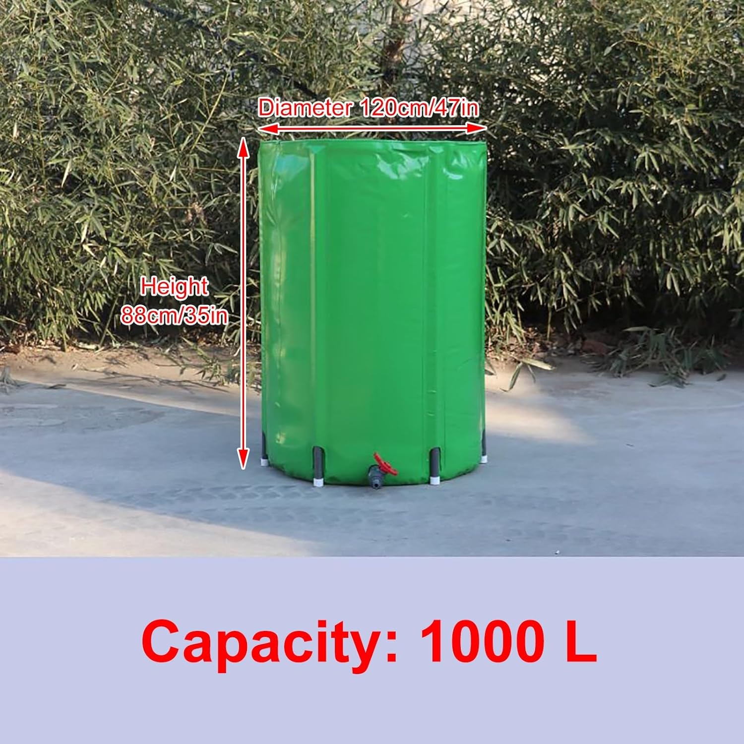 Portable Rain Collection Barrel - Collapsible Water Storage with Cover for Gutter Rainwater Harvesting (47x35in) - Eco-Friendly Rain Catcher for Garden Use