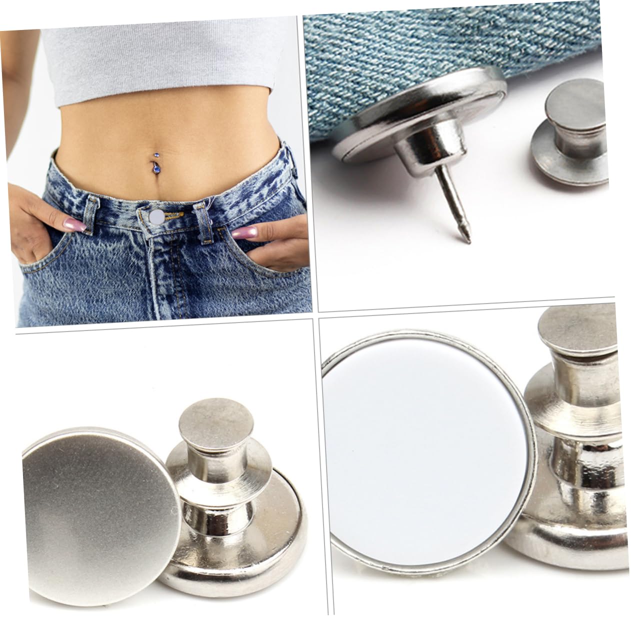 Angoily 3 series Botones Sin Costura Para Coser Hebillas Ajustables Para Jeans Cierres A Presión Botones Ajustables Para Jeans Hebillas Para Jeans Hebillas Para 30 piezas*3