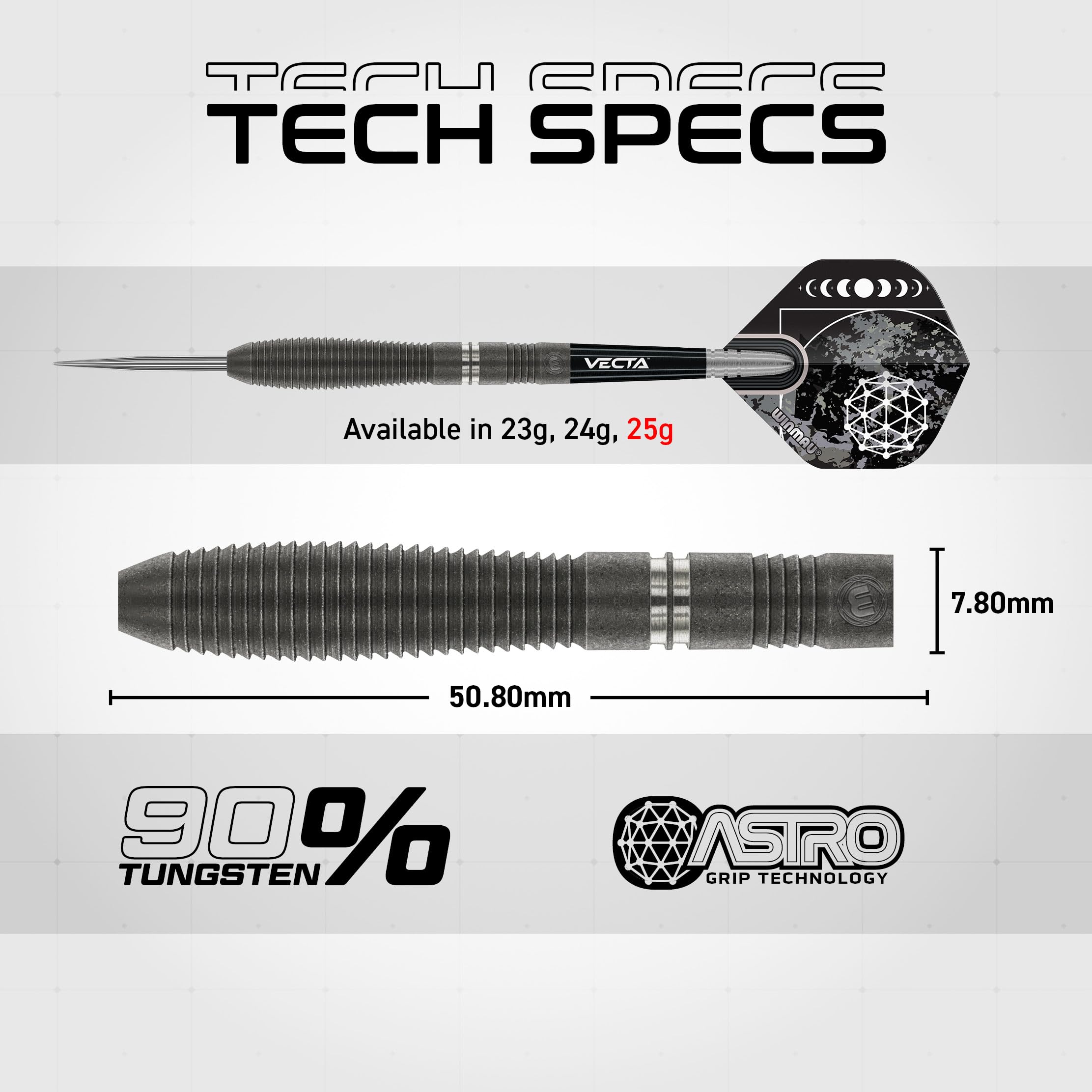 WINMAU Darts Callisto 25g 90% Professional Tungsten Steel Tip Darts Set including Dart Flights and Dart Shafts (Stems) - Image 4