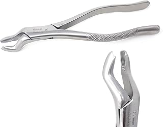 A2Z German Dental Extracting Extraction Universal Forceps #53R - For Extracting Upper Right 1st & 2nd Molars from Alveolar Bone - Serrated Jaws & Sturdy Handle Grip - Made of Premium Stainless Steel