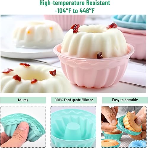 Miniatura 3 de Paquete de 24 moldes de silicona para hornear de calabaza, reutilizables, antiadherentes, para cupcakes, de grado alimenticio, sin BPA, multicolor