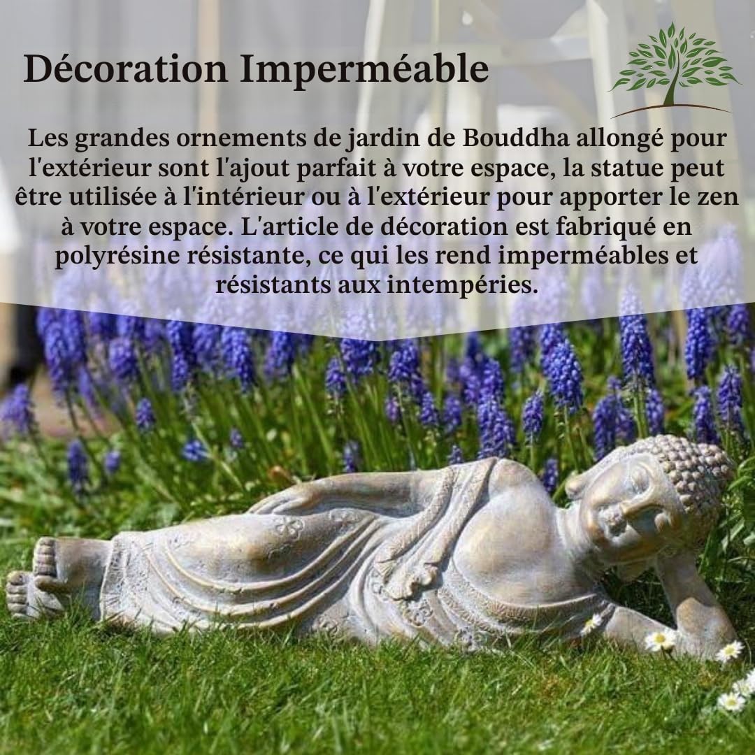 Garden Mile Grands Ornements de Bouddha Porte-Bonheur Inclinables pour la Maison et le Jardin - Décorations de Méditation Fung Shui Intérieures ou Extérieures