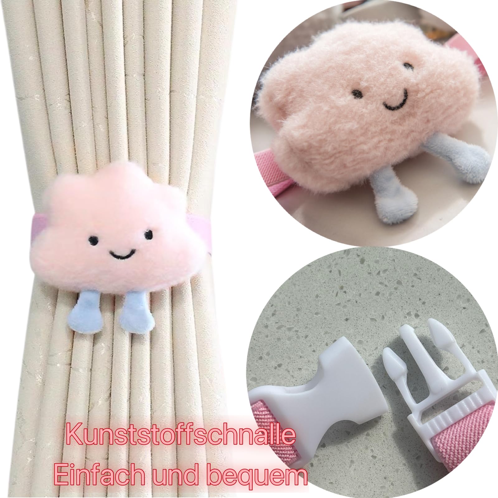 2 Stück Vorhangclips In Herzform - Niedliche Gardinenhalter Aus Plüsch