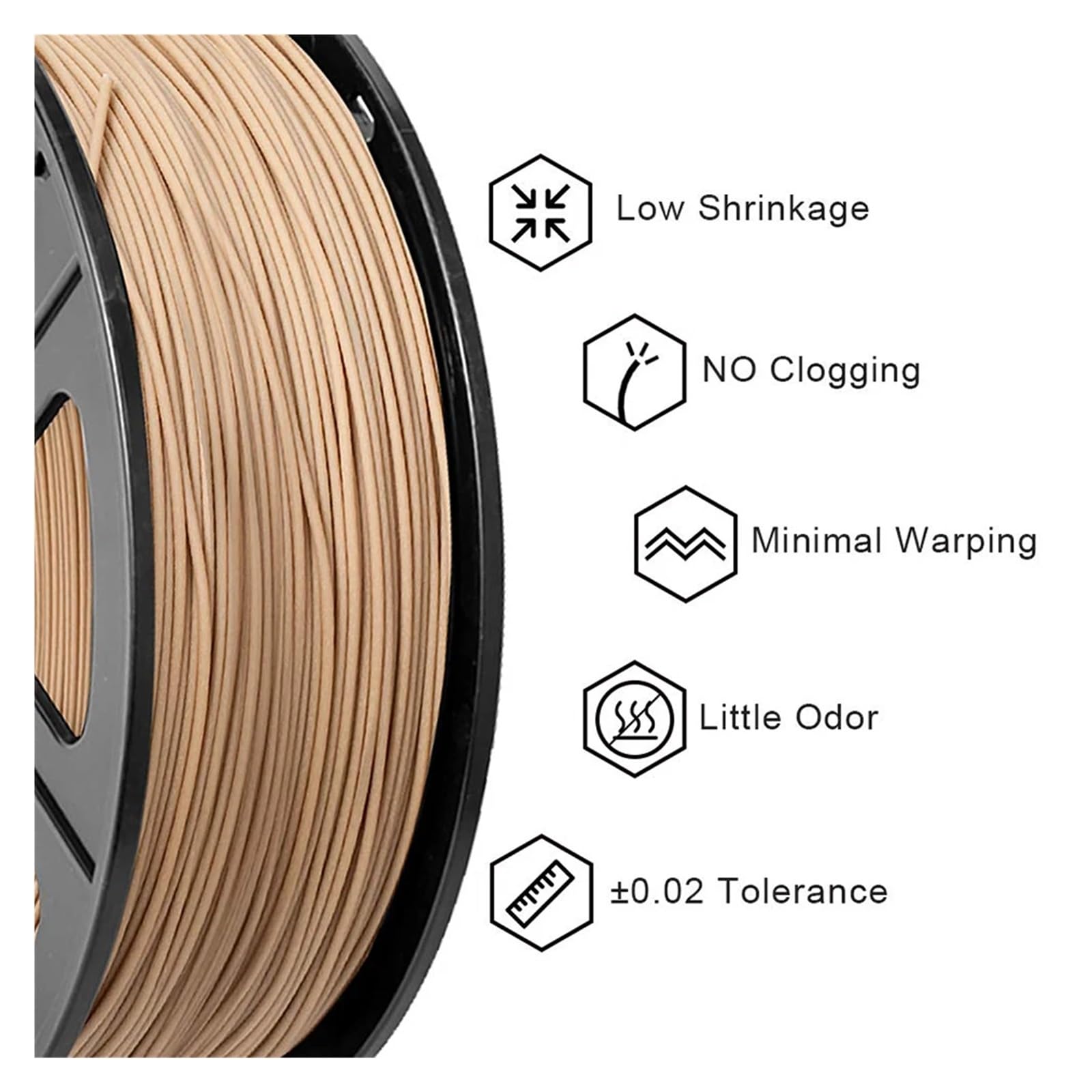 3D Drucker Filament, HOLZ 1 kg PLA-Filament, 1,75 mm, keine Blasen, keine Knoten, biologisch abbaubarer Druck, Ornament, Baum, Kunstwerk, Holz, realistisch