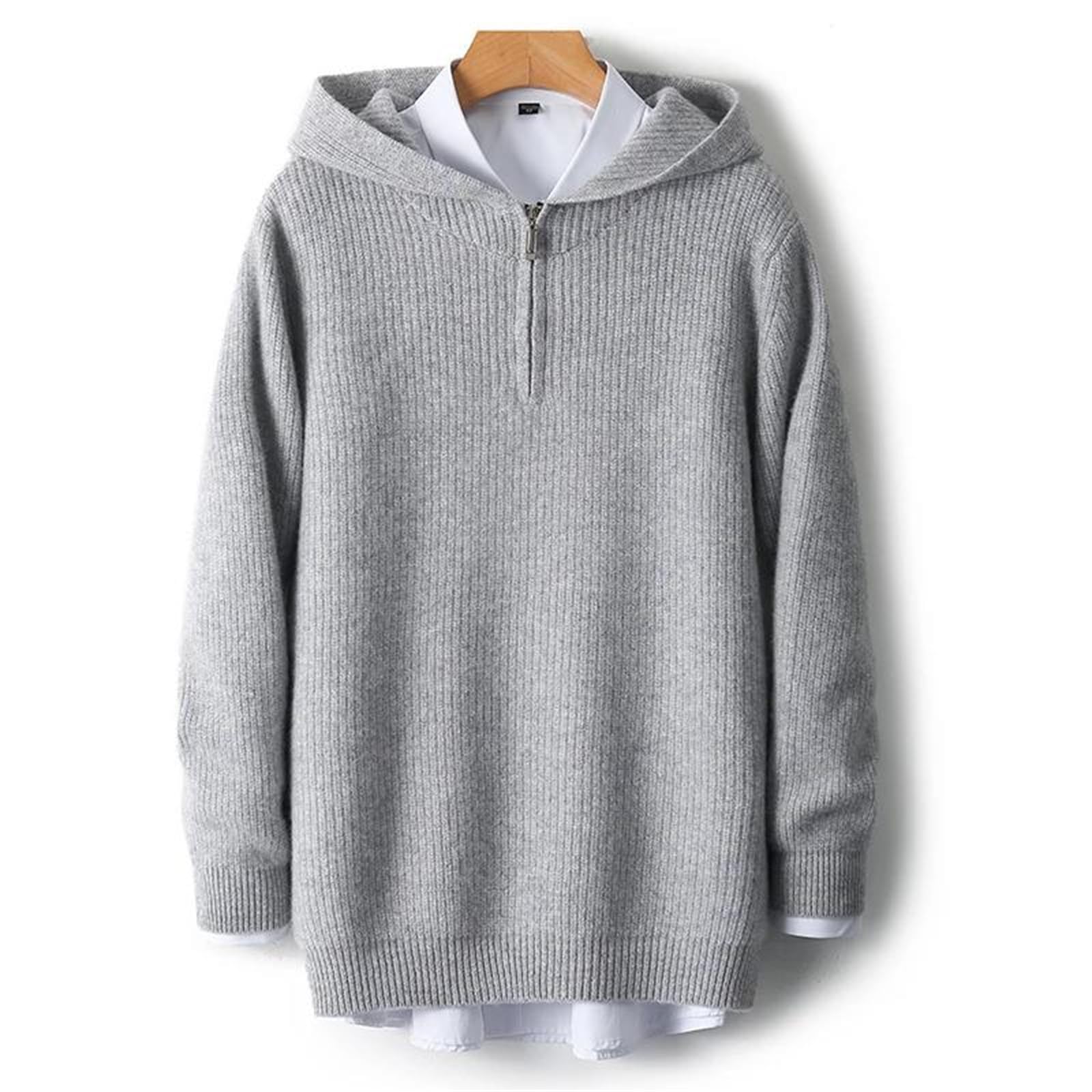 Yeuyyben Maglioni da uomo invernali Casual Addensare Maschio Pullover Manica Lunga Con Cappuccio Collo Maglione Maglione Lana Top Lavorato A Maglia