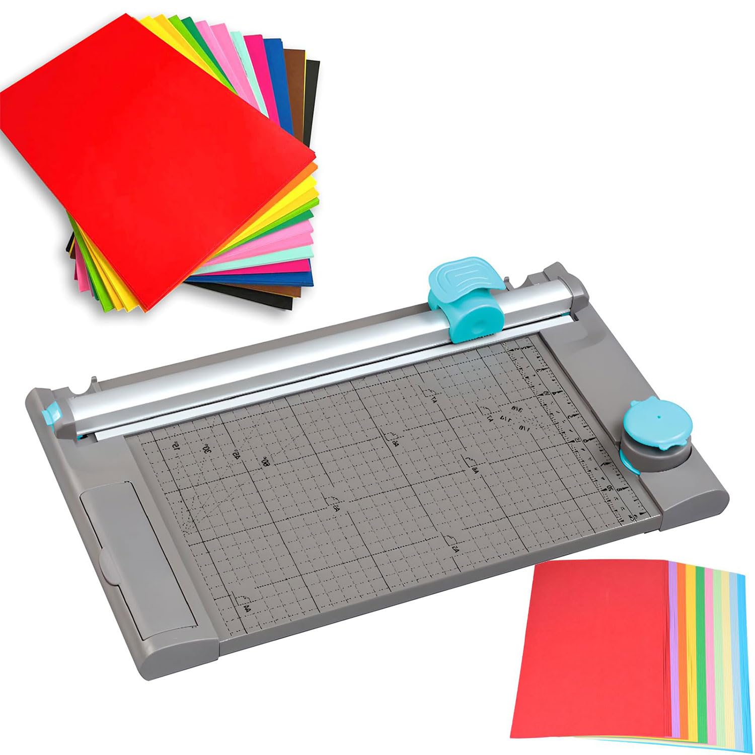 Taglierina 5 in 1, tagliacarte manuale di precisione per scrapbooking, artigianato e uso in ufficio, include più teste di taglio per opzioni di taglio versatili