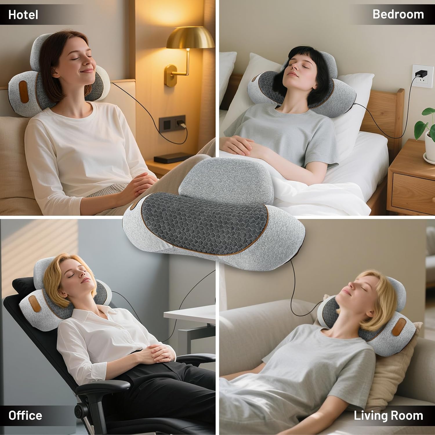 3 in 1 Neck Massager Pillow with Heat, Pillow Massage Neck Hump Support, Shiatsu Back Shoulder Massager with Kneading, Heating & Vibration for Relaxation and Comfort
