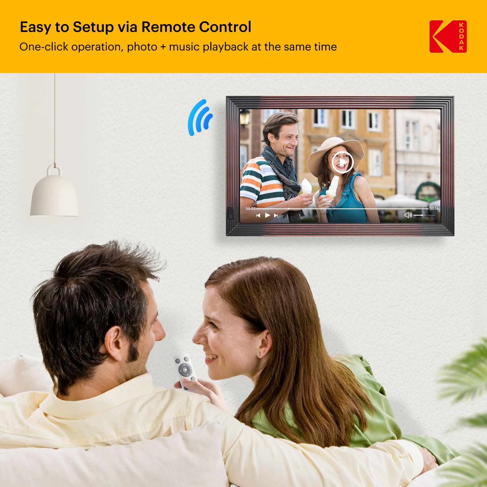 Kodak Marco de fotos digital WiFi de 27 pulgadas, HD IPS, marco electrónico con 32 GB de memoria, rotación automática de imágenes, compartir fotos o vídeos en cualquier lugar a través de la aplicación
