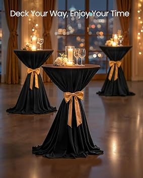 VASAGLE Bar Table, Round Cocktail High Top Pub Bistro Table for Events Party, Kitchen Dining, Home Bar, 23.6 x 23.6 x 41.3 Inches, Sturdy Metal Frame, Modern Style, Easy to Assemble, Black