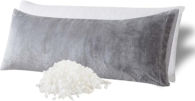 WhatsBedding Memory Foam Body Pillow with Plush Fuzzy Cover, Full Body Pillow for Adults, Long Pillow for Sleeping, Soft Pillow Fluffy Supportive