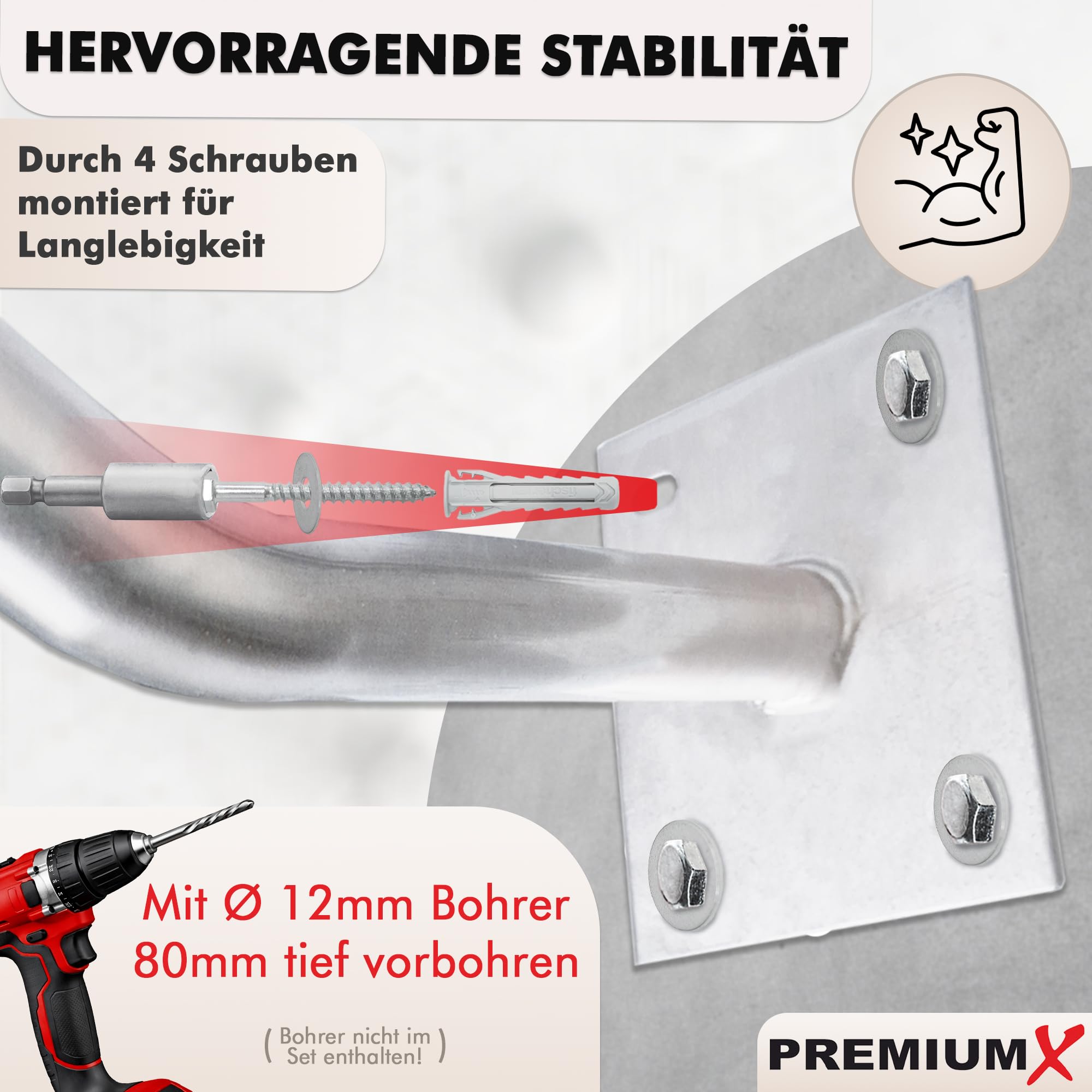 Premium X 4x Autoreifen Wandhalter 35cm | Reifenhalter für Auto Felgen, Inkl. Montage Schraubensatz