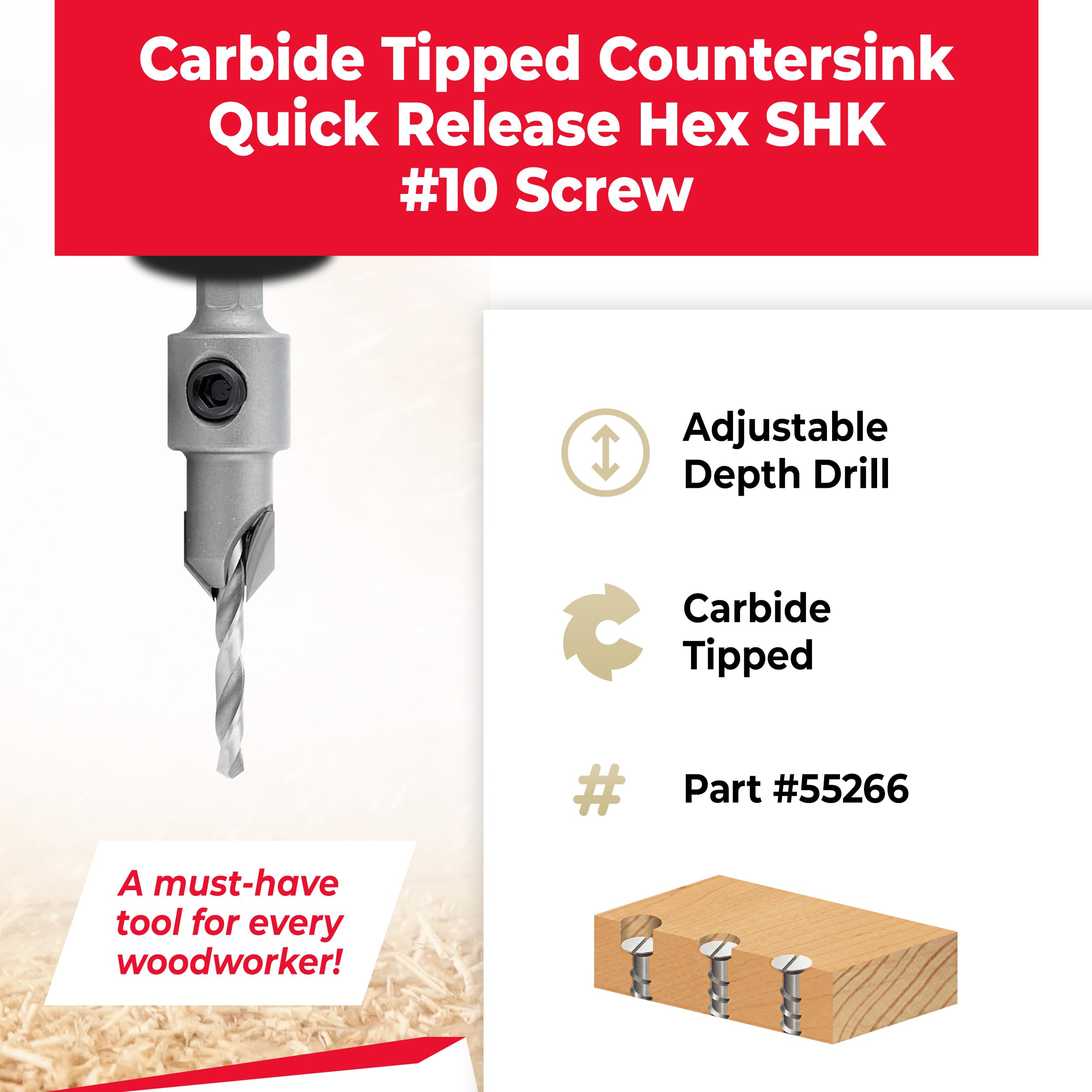 Amana Countersink Drill Bit - 82 Degree, Carbide Tip -2 Amana Countersink Drill Bit - 82 Degree, Carbide Tip -2