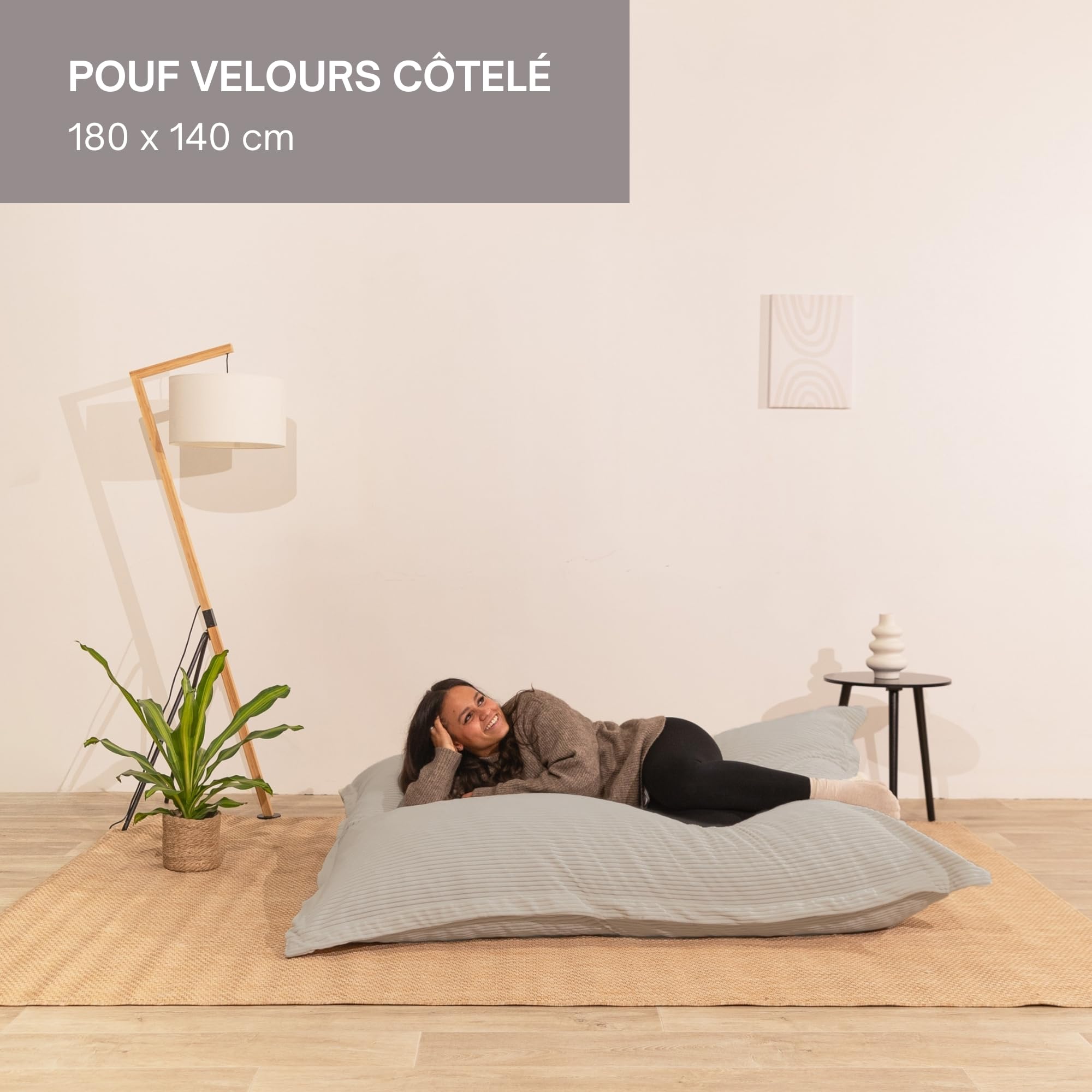 Bananair Pouf Géant XXL D'Intérieur En Velours Côtelé - 180 X 140 Cm