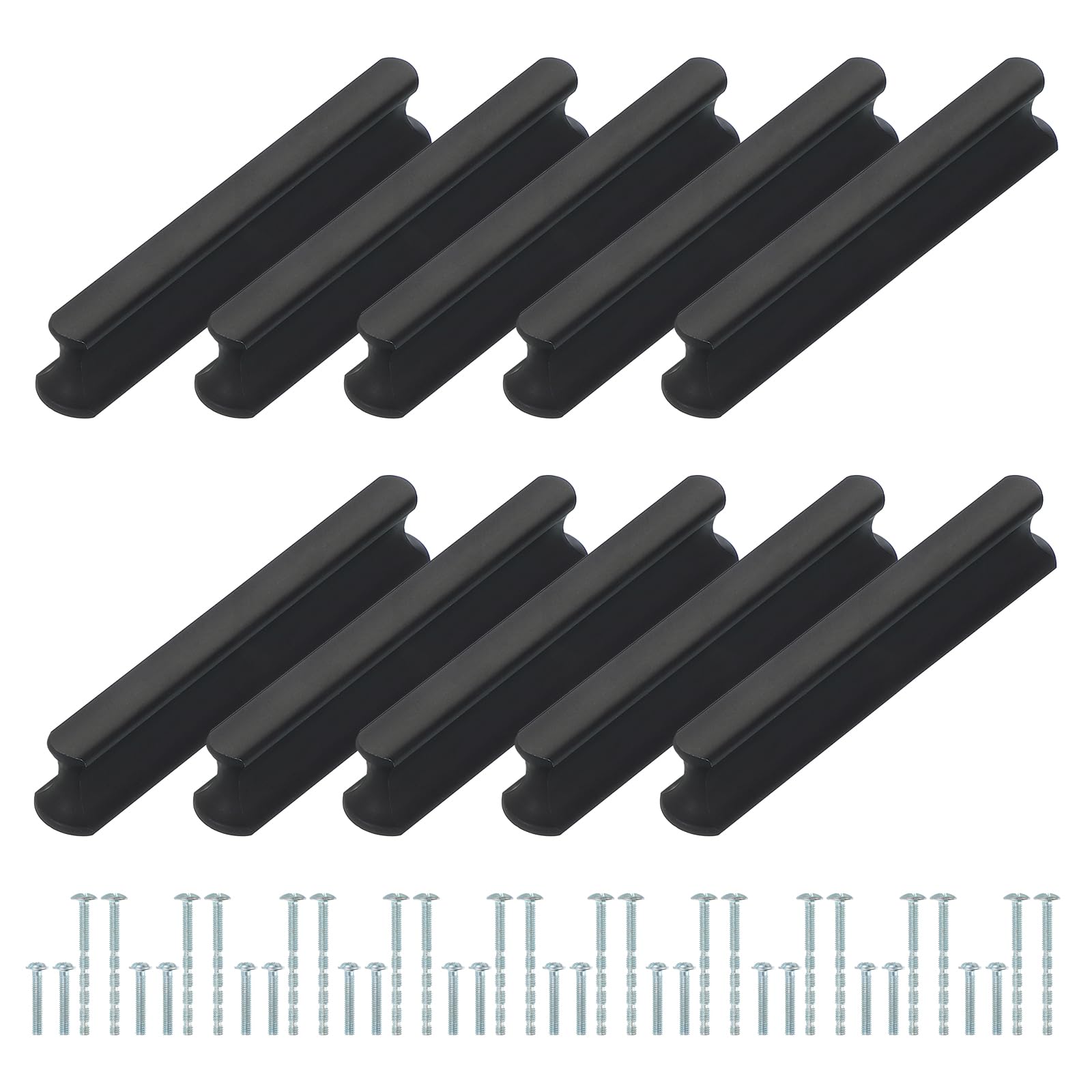 PATIKIL Door Handles 2.52 Inch (64mm) Hole Center, 10 Pack Brushed Pulls Kitchen Drawer Hardware for Cupboard Drawer Pulls Black