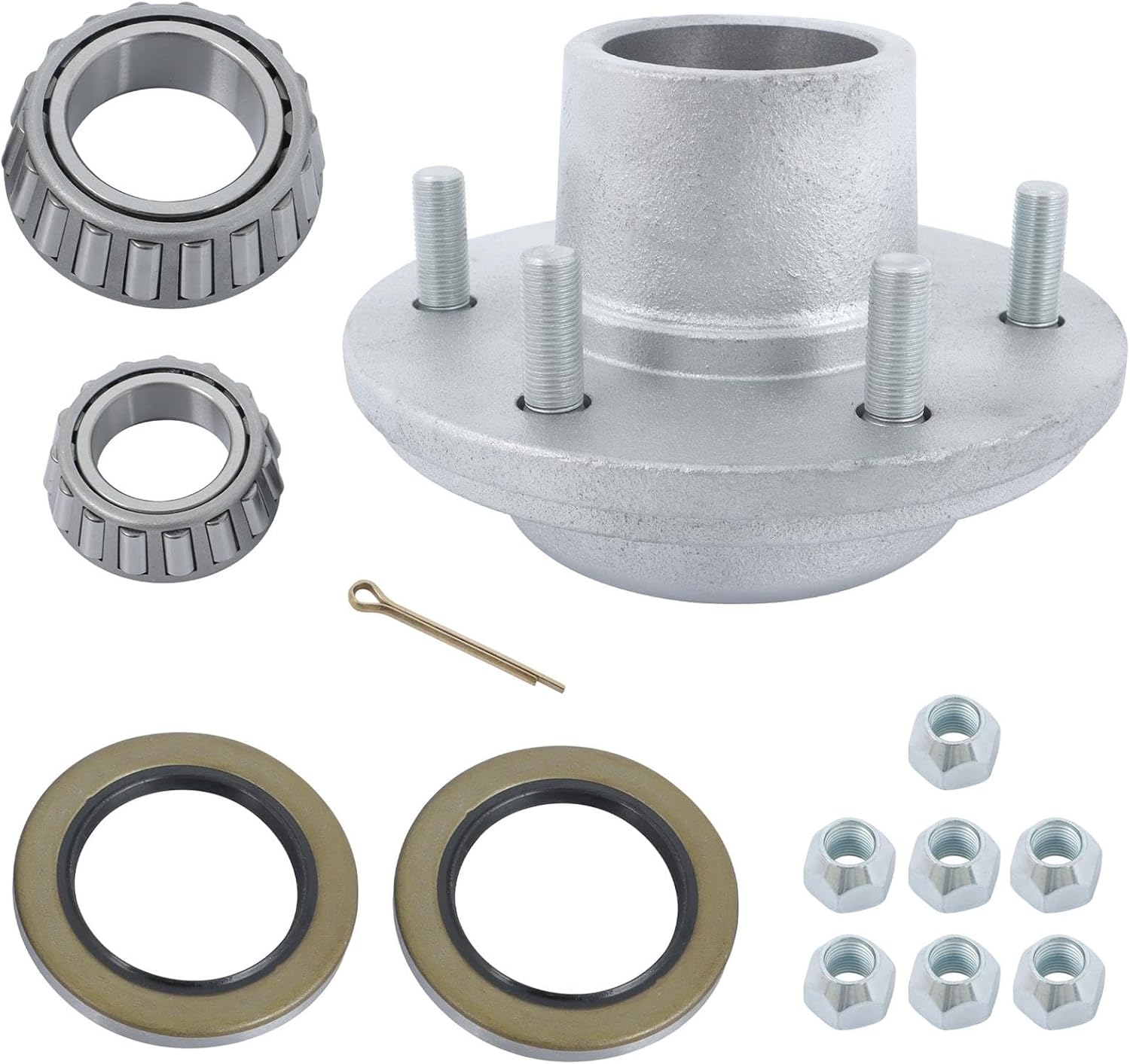 labwork Trailer Hub Wheel Bearing Kits 6 Lug Hub Bearing 15123-1 1/4 25580-1 3/4 with 2 pcs Grease Seals 1 pcs Cotter Keys for 6000LBS