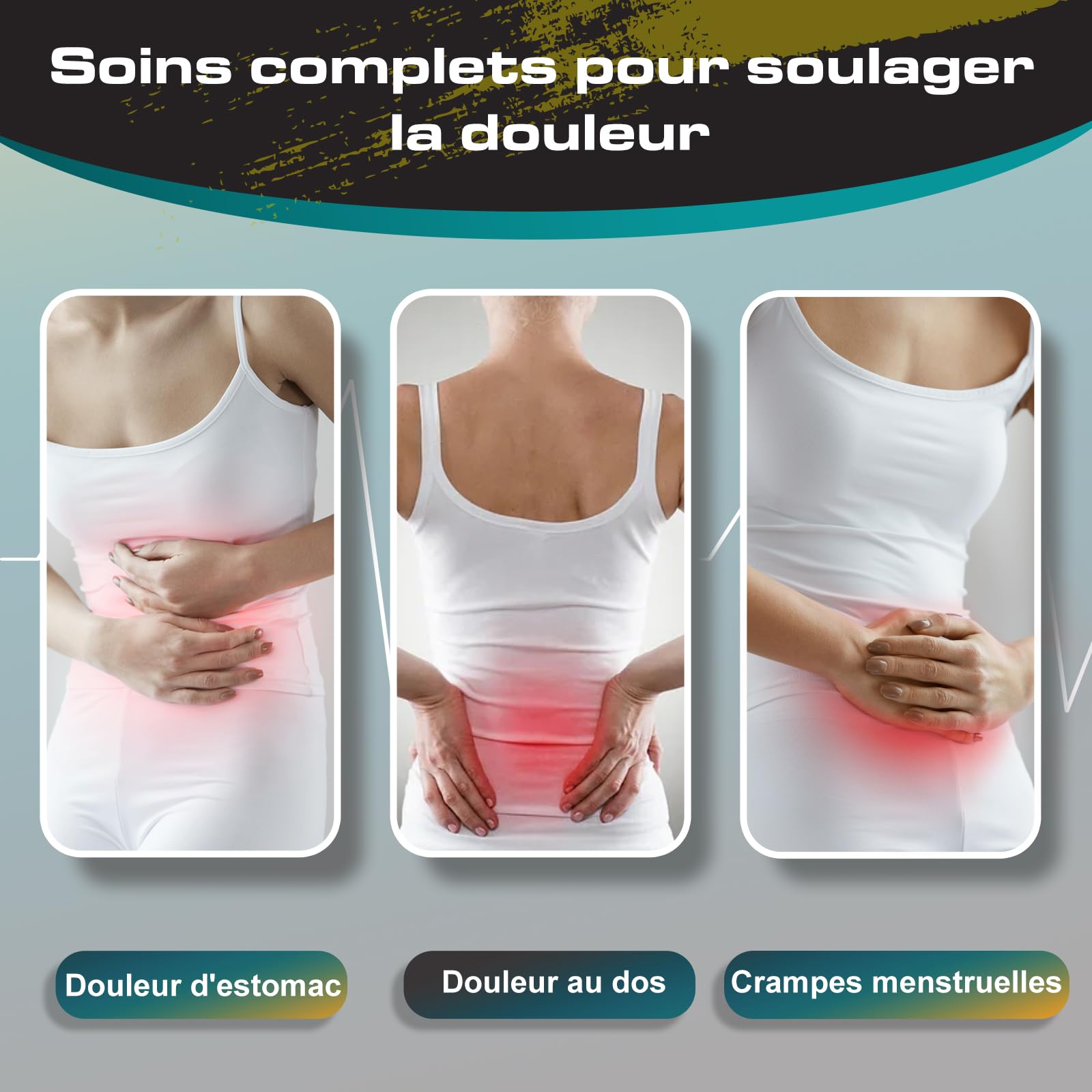 UNCN Ceinture Chauffante Lombaire | Bouillotte Ceinture Batterie Rechargeable Comprise,5000mAh | Coussin chauffant portable sans fil | 2 niveaux de température | Ceinture élastique est réglable