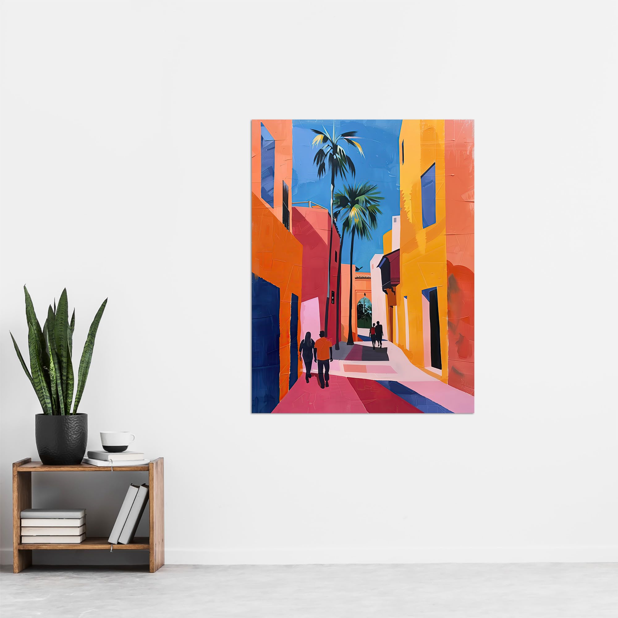 Artery8 Vibrant Casablanca Street African Architecture Living Room Extra Large XL Wall Art Poster Print, Unframed 24X32", 81L x 61W cm - Image 4