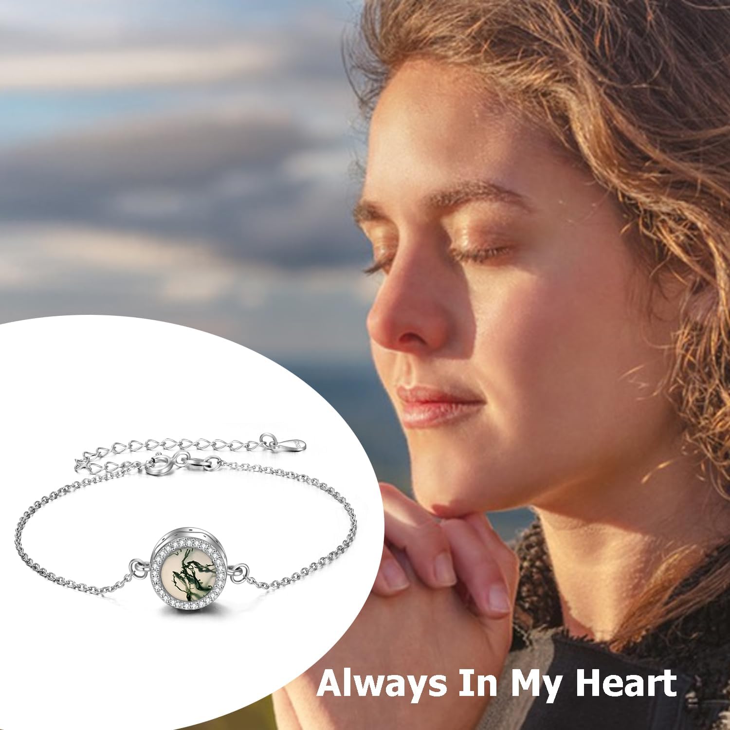 ONEFINITY Sunflower/Tree of Life Urn Bracelet for Ashes 925 Sterling Silver Sunflower/Tree of Life Cremation Keepsake Pendant Locket Bracelet for Women Mom - Image 6