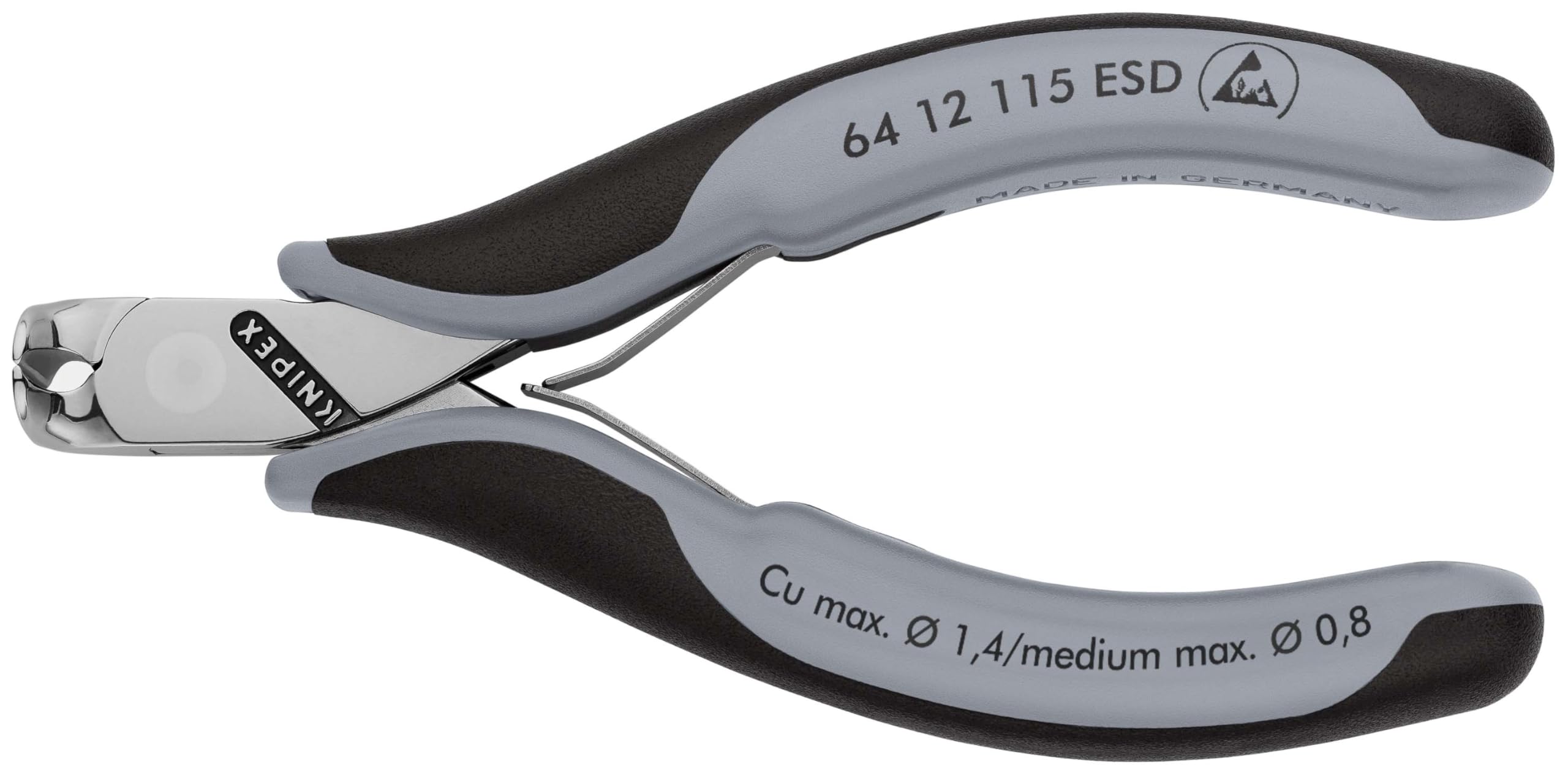 KNIPEX Elektronik-Vornschneider ESD mit Mehrkomponenten-Hüllen 115 mm, 64 12 115 ESD