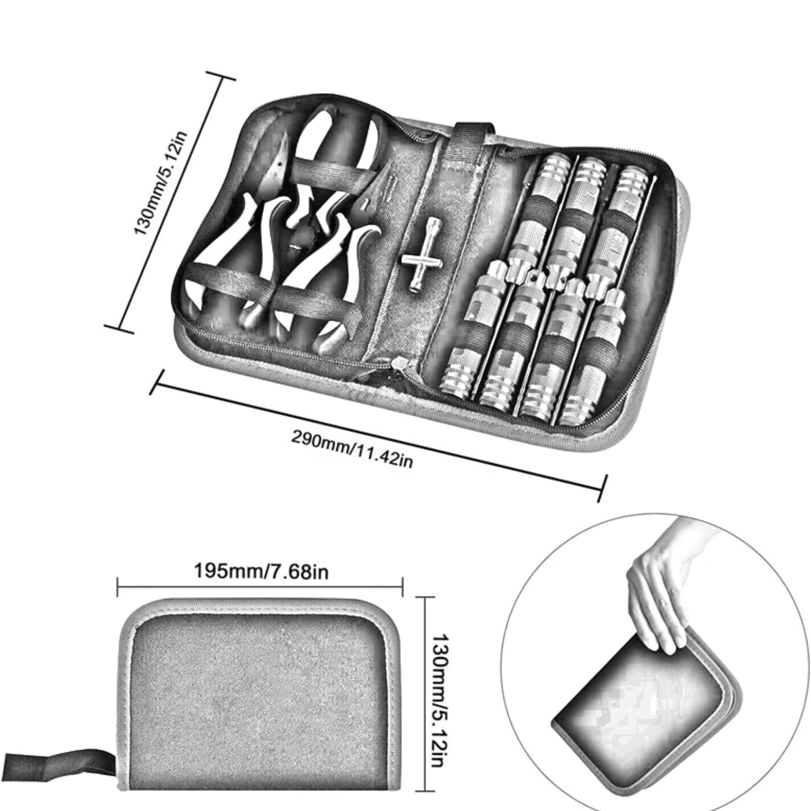 RC Strumento Smontaggio Per Ricambi Universali Auto RC Kit Attrezzi RC 10 In 1 Set Di Cacciaviti Pinze Bussole Esagonali Per Riparazione Di Modelli Di Auto RC(Blue)