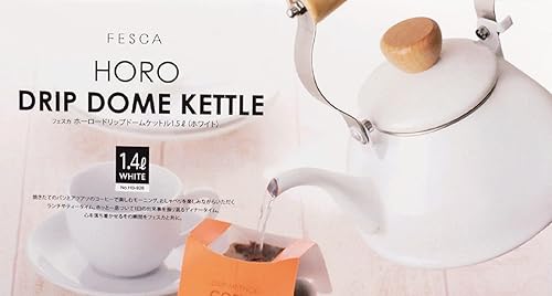 Miniatura 3 de Pearl Metal HB-926 Enameled Coffee Drip Dome Kettle, 0.4 gal (1.4 L), White, Induction Compatible