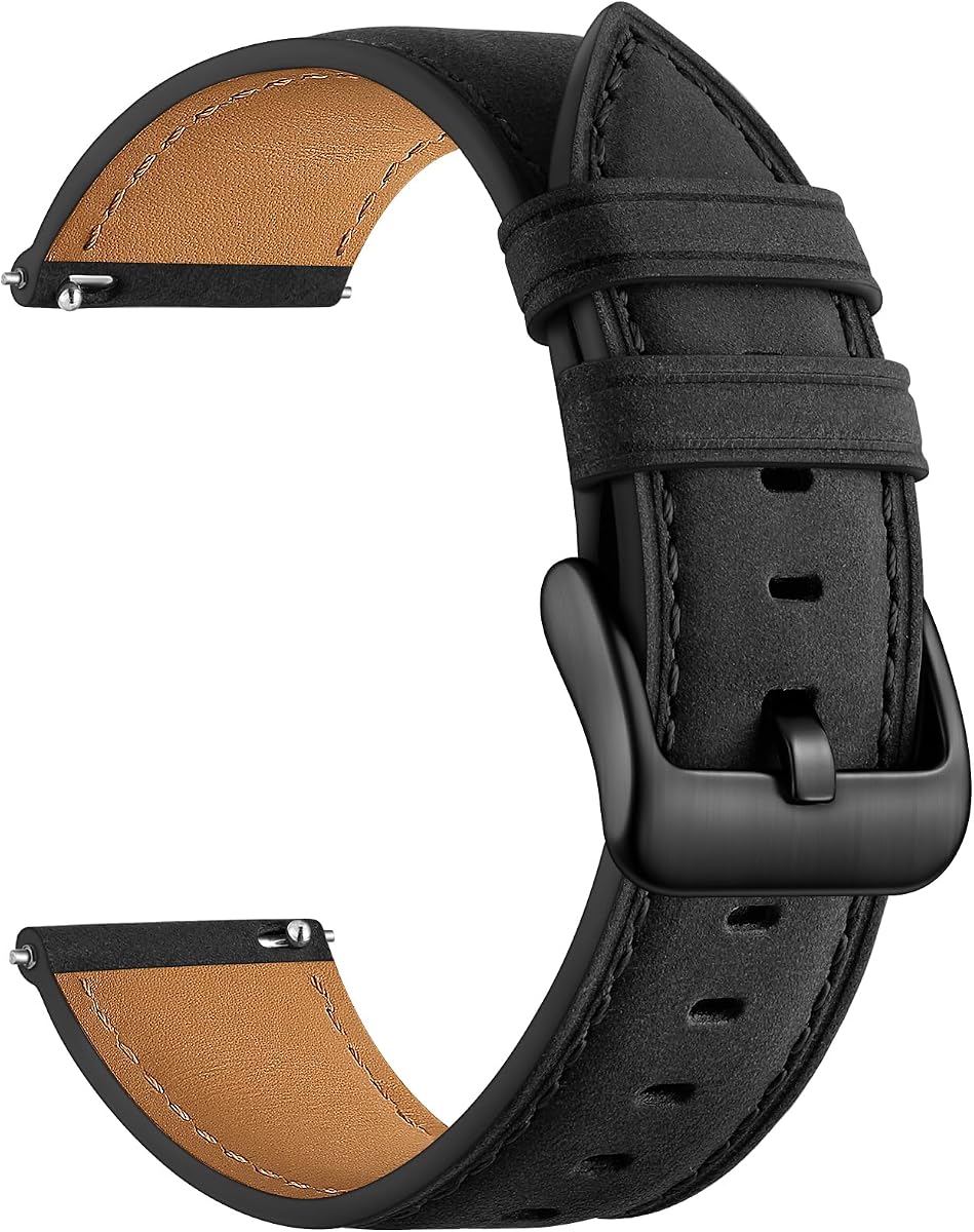 Correa de cuero de 0.787 in, 0.709 in, 0.866 in, compatible con correas de reloj Garmin Vivoactive 5/6/4/3, Venu 4/Venu 3S/2S, correa de cuero genuino vintage de liberación rápida para Venu 3/2/Forerunner 265/165 hombres y mujeres