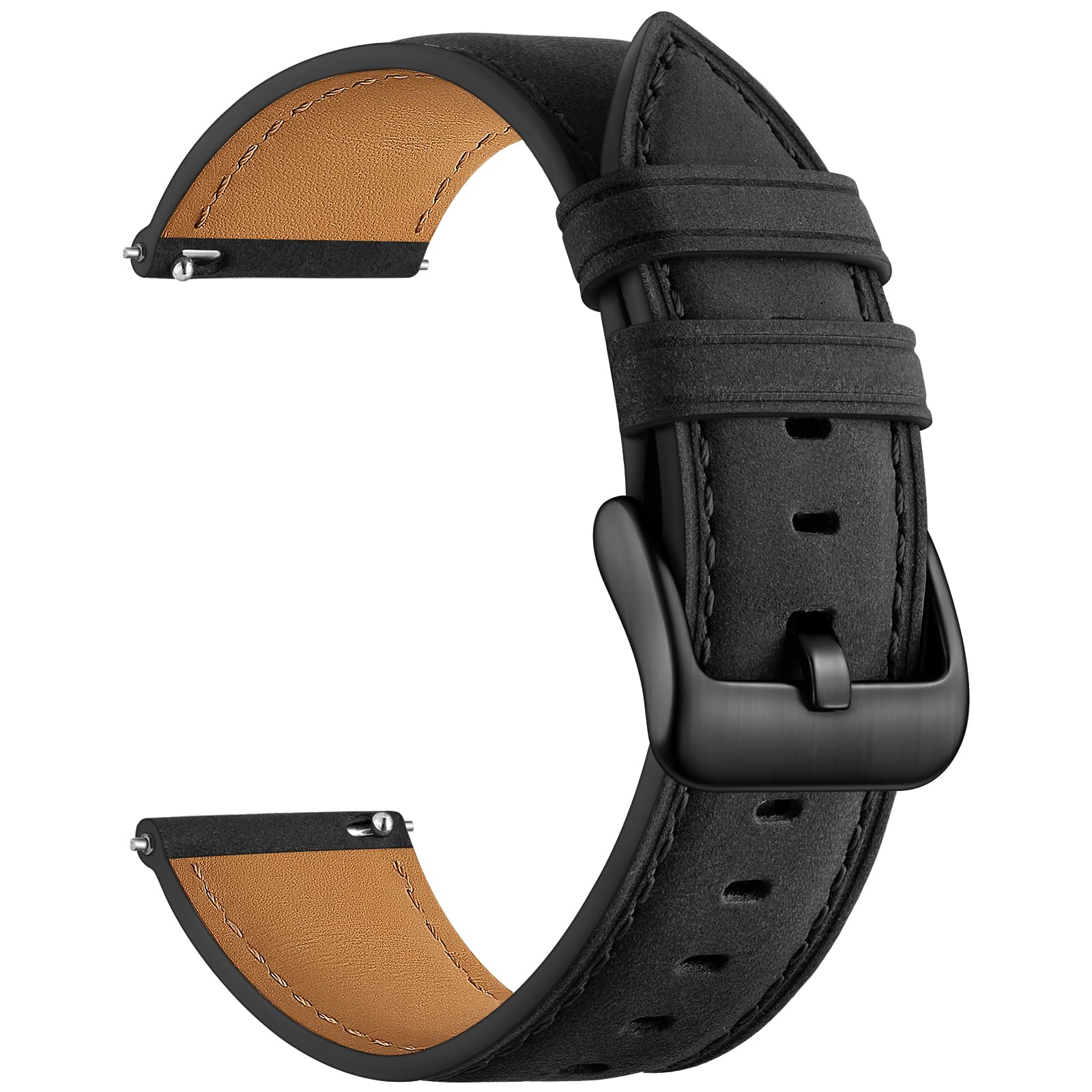 CeMiKa Leder Uhrenarmband 20mm für Galaxy Watch 7 Armband Herren Damen | Lederarmband für Galaxy Watch 6 5 4 FE, 20mm Weiches Echtleder Quick Release Armbänder für Garmin Vivoactive 6 5 3, Schwarz