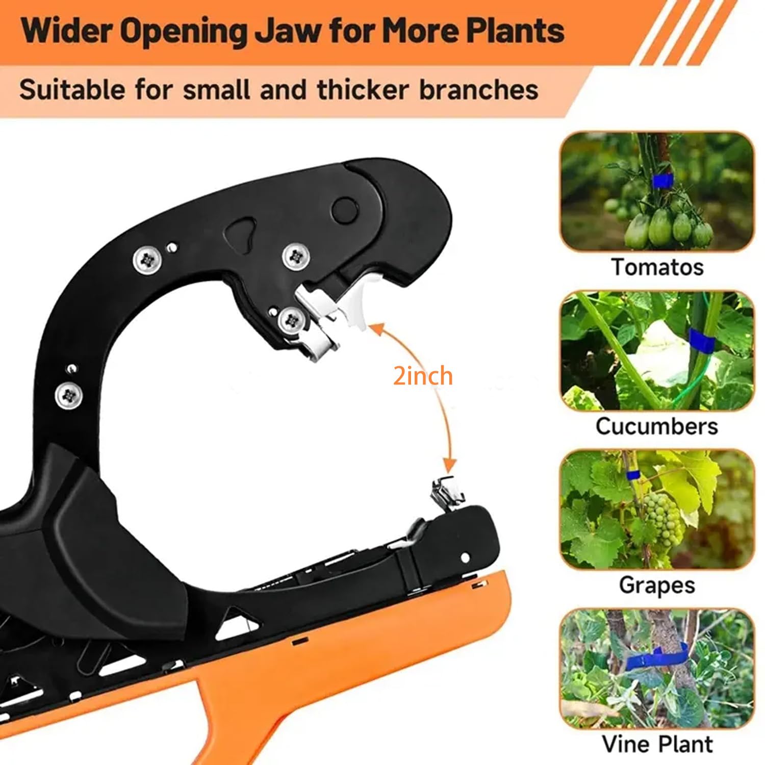 Máquina atadora manual de plantas con 40 correas y 2 agujas, eficiente juego de atado de ramas de jardín para tomates, uvas, verduras y plantas de interior