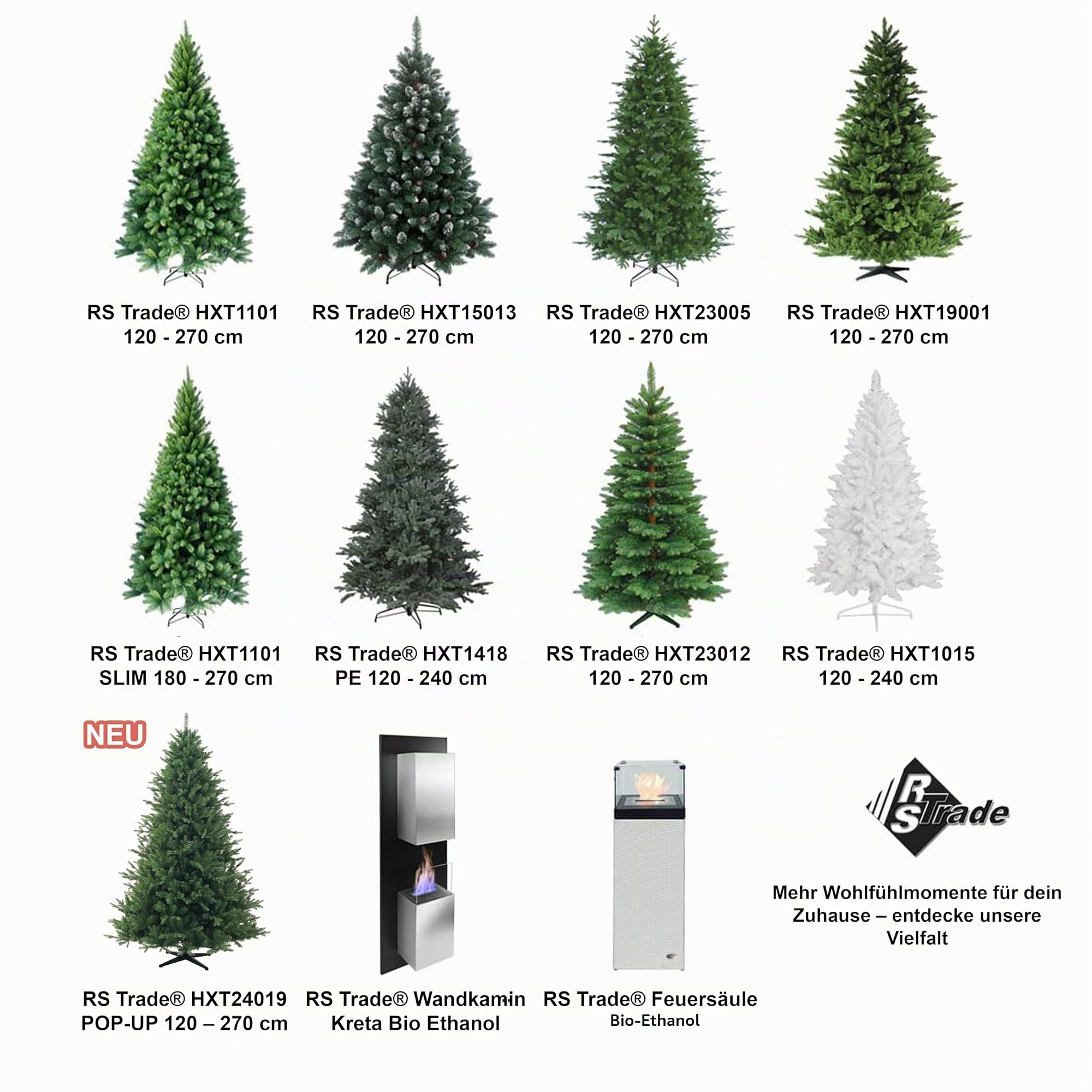 RS Trade 23005 Spessarttanne PE/PVC 240 cm Weihnachtsbaum künstlich (Ø ca.152 cm) ca. 2366 Spitzen, Schnellaufbau Klappsystem, Naturgetreue Spritzguss Elemente, Tannenbaum inkl. Christbaum Ständer