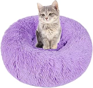 SEDOXX Pet Sofa Bed Cat Bed for Indoor Cats Small Cat Plush Pet Bed Anti Slip Donut Kitty Bed Puppy Bed Dog Cuddler Keeping Warm Dog Bed Soft Fluffy,70cm,Purple