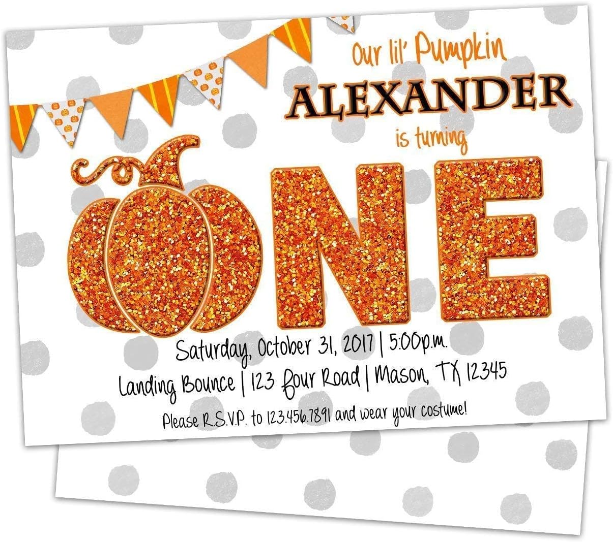 Little Pumpkin 1st Birthday Invitations ONE Fall Party, Personalized with Envelopes