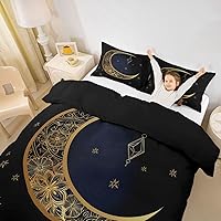 Vista 5 de feelyou - Juego de funda de edredón, diseño bohemio de mandala dorado; tamaños Gemelo, Completo, Queen y King; material de poliéster de microfibra